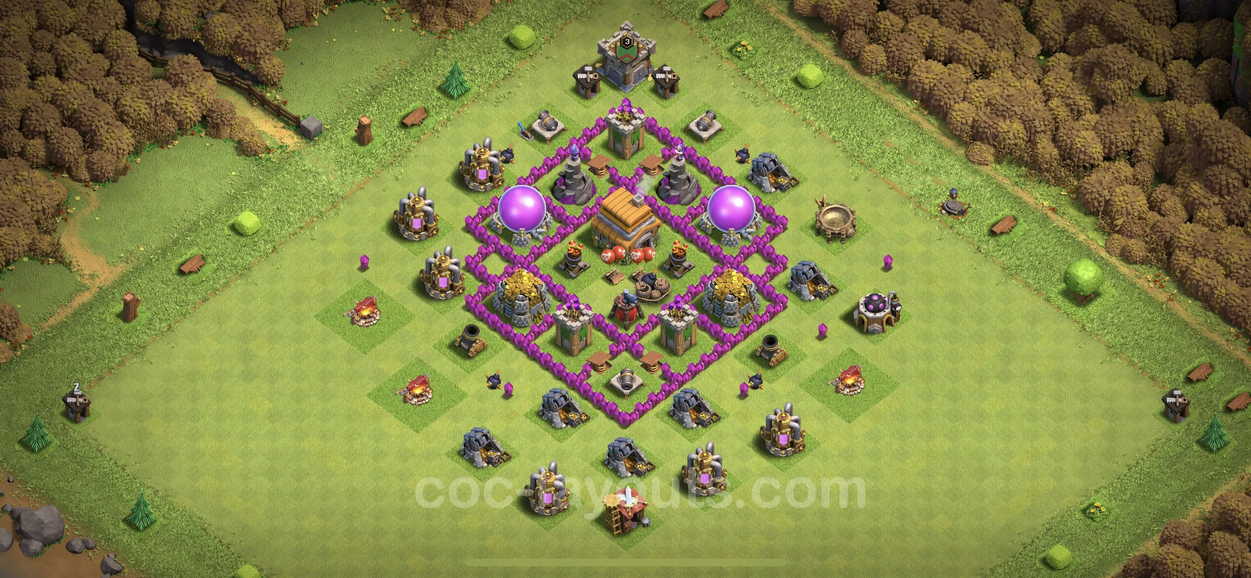Farming Base TH6 Max Levels with Link, Anti Everything, Hybrid - plan / layout / design - Clash of Clans - (#142) — Farming TH6