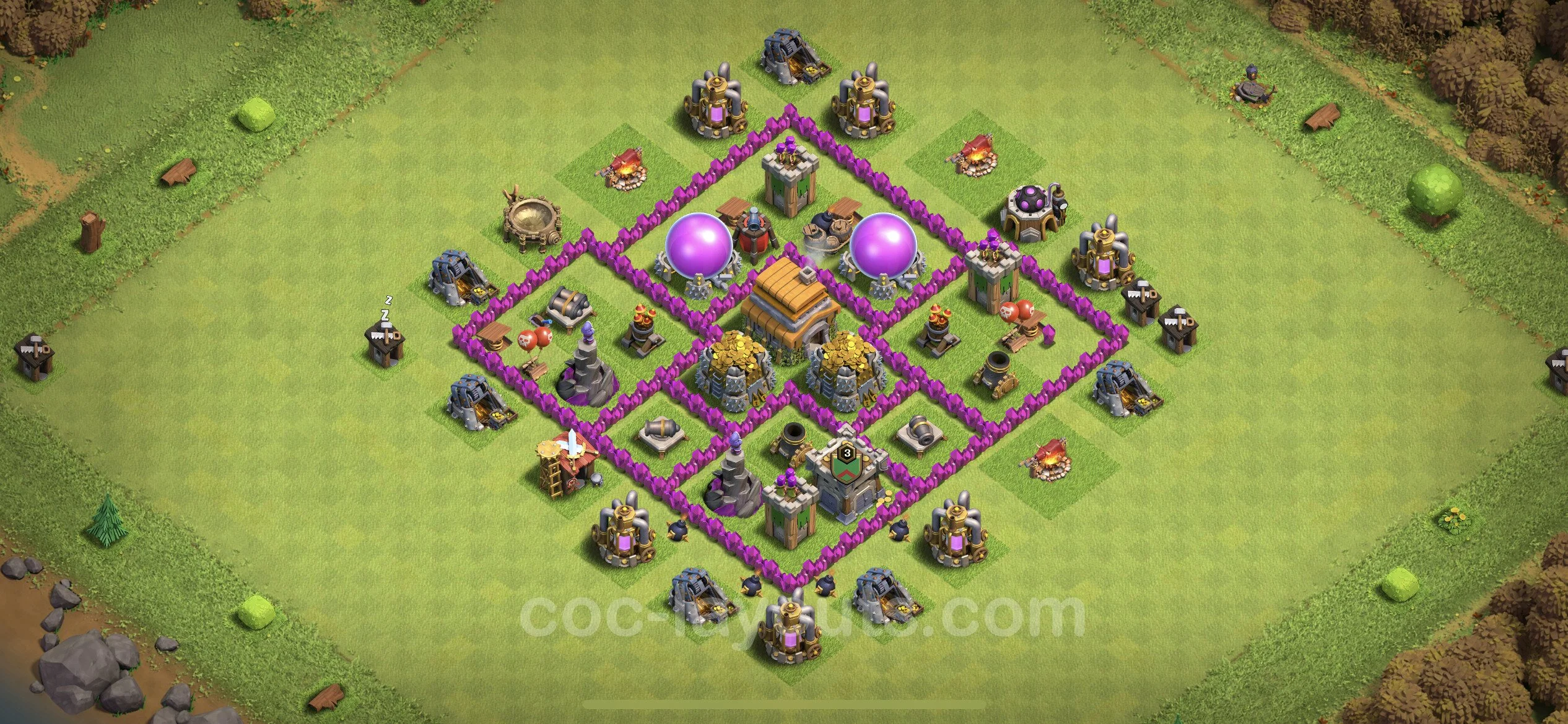 Farming Base TH6 Max Levels with Link, Anti Everything, Hybrid - plan / layout / design - Clash of Clans - (#144) — Farm TH6