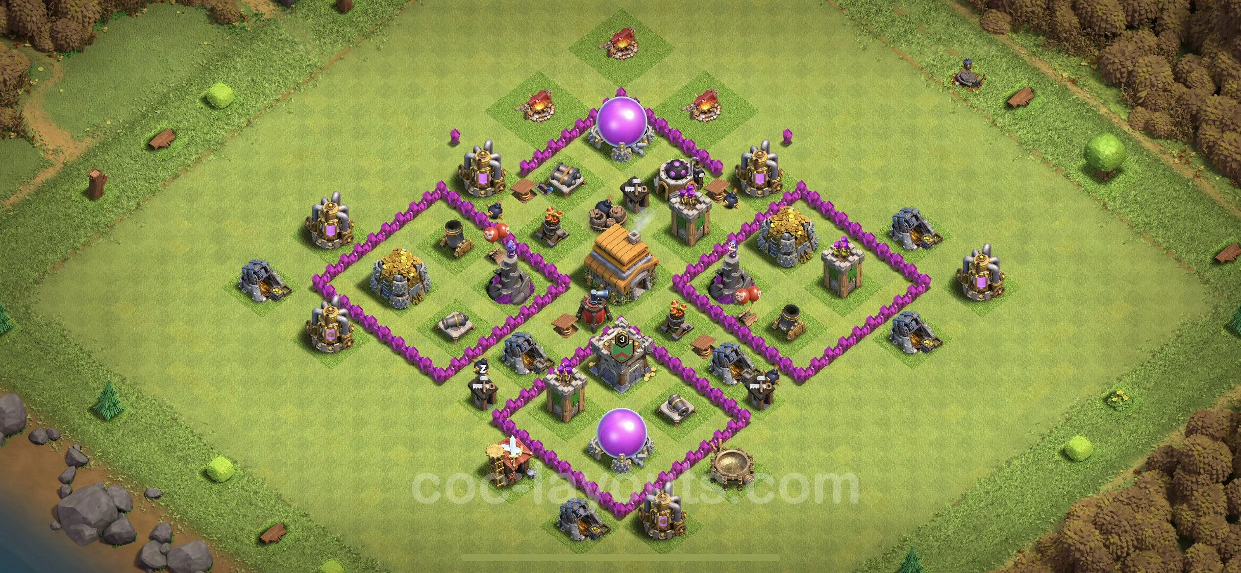 Farming Base TH6 with Link, Anti 3 Stars, Hybrid - plan / layout / design - Clash of Clans - (#145) — Çiftlik TH6
