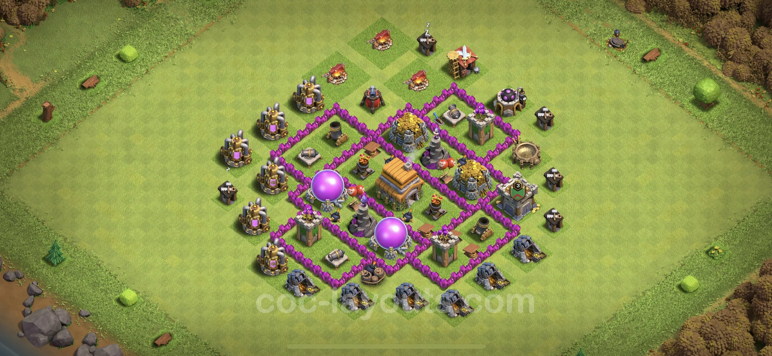 Farming Base TH6 Max Levels with Link, Anti Everything - plan / layout / design - Clash of Clans - (#146) — Farm TH6