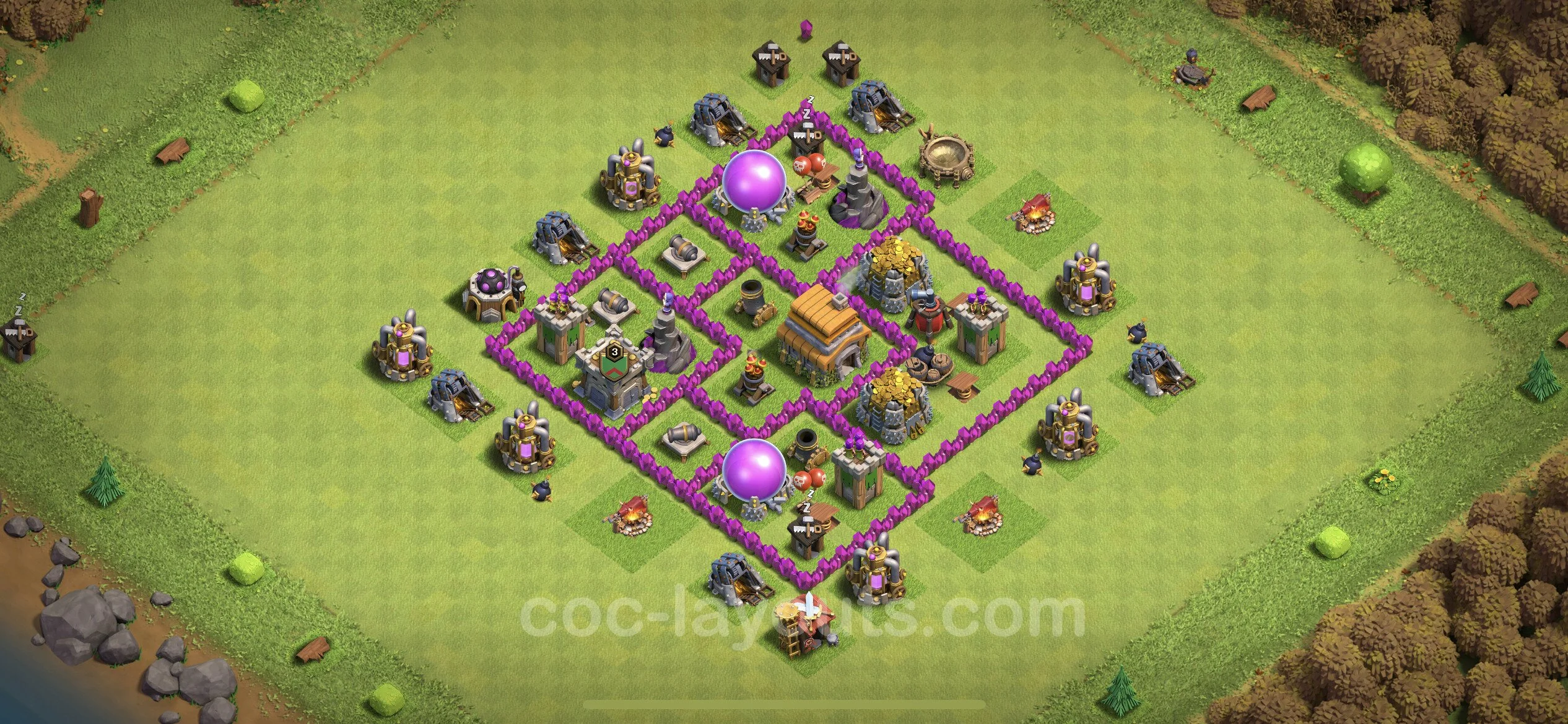 Farming Base TH6 with Link, Anti Everything, Hybrid - plan / layout / design - Clash of Clans - (#147) — Фарм TH6
