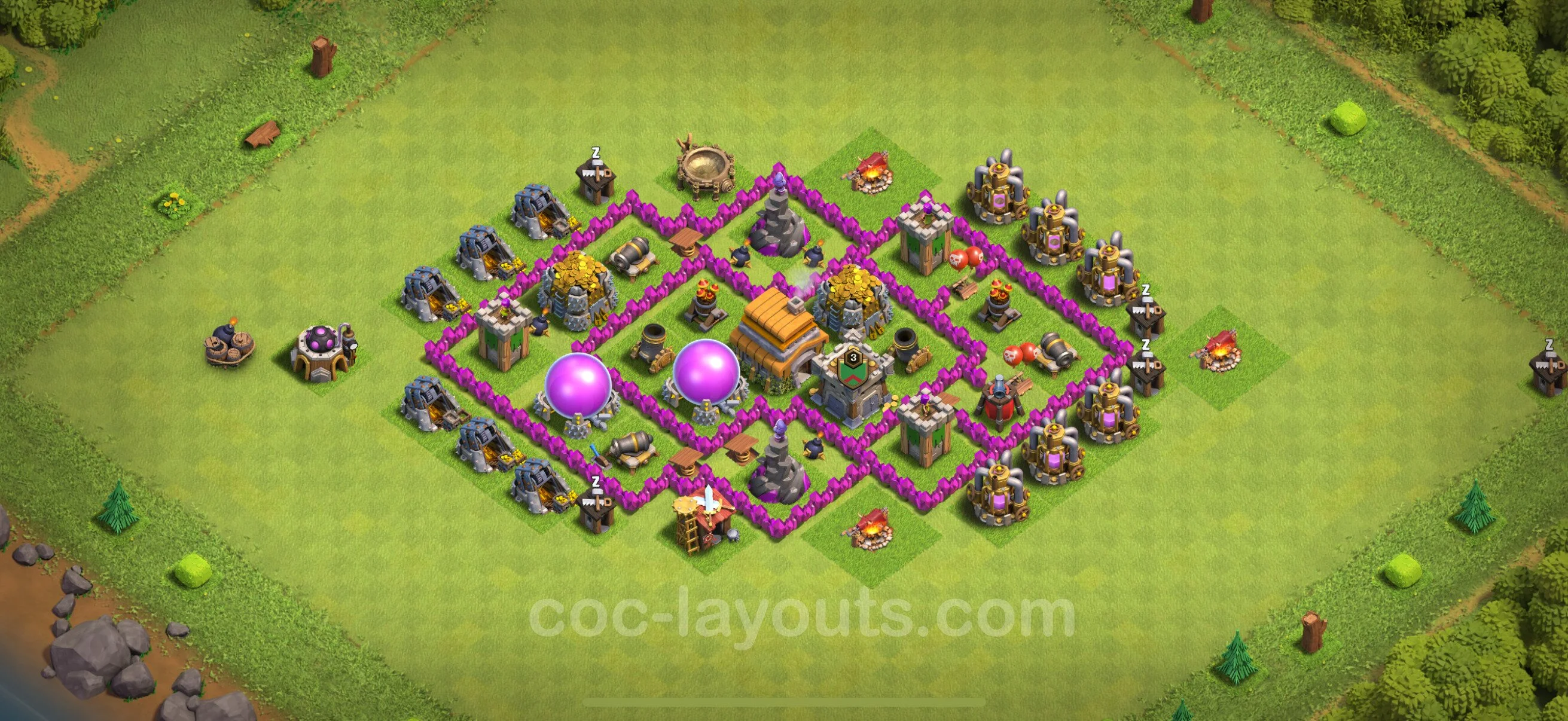 Farming Base TH6 with Link, Anti 3 Stars, Anti Everything - plan / layout / design - Clash of Clans - (#151) — Фарм TH6