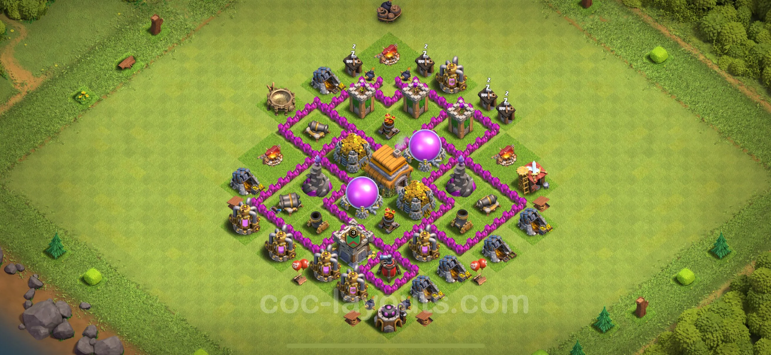 Farming Base TH6 Max Levels with Link, Hybrid - plan / layout / design - Clash of Clans - (#154) — Farm TH6