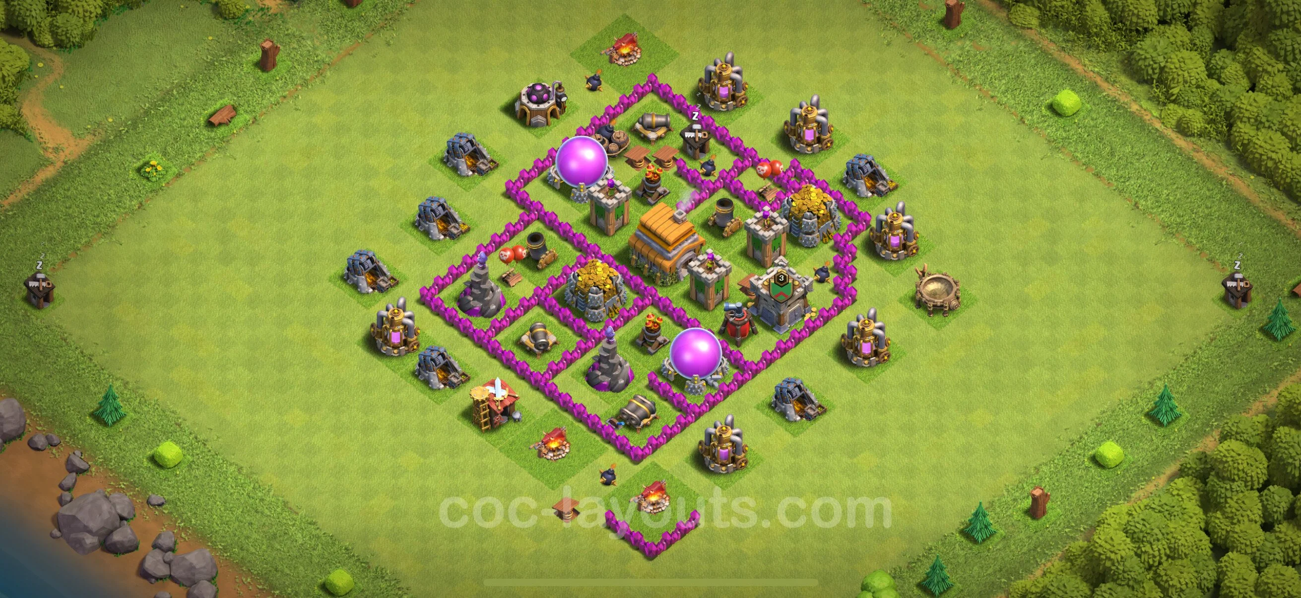 Farming Base TH6 with Link, Hybrid - plan / layout / design - Clash of Clans - (#156) — Farming TH6