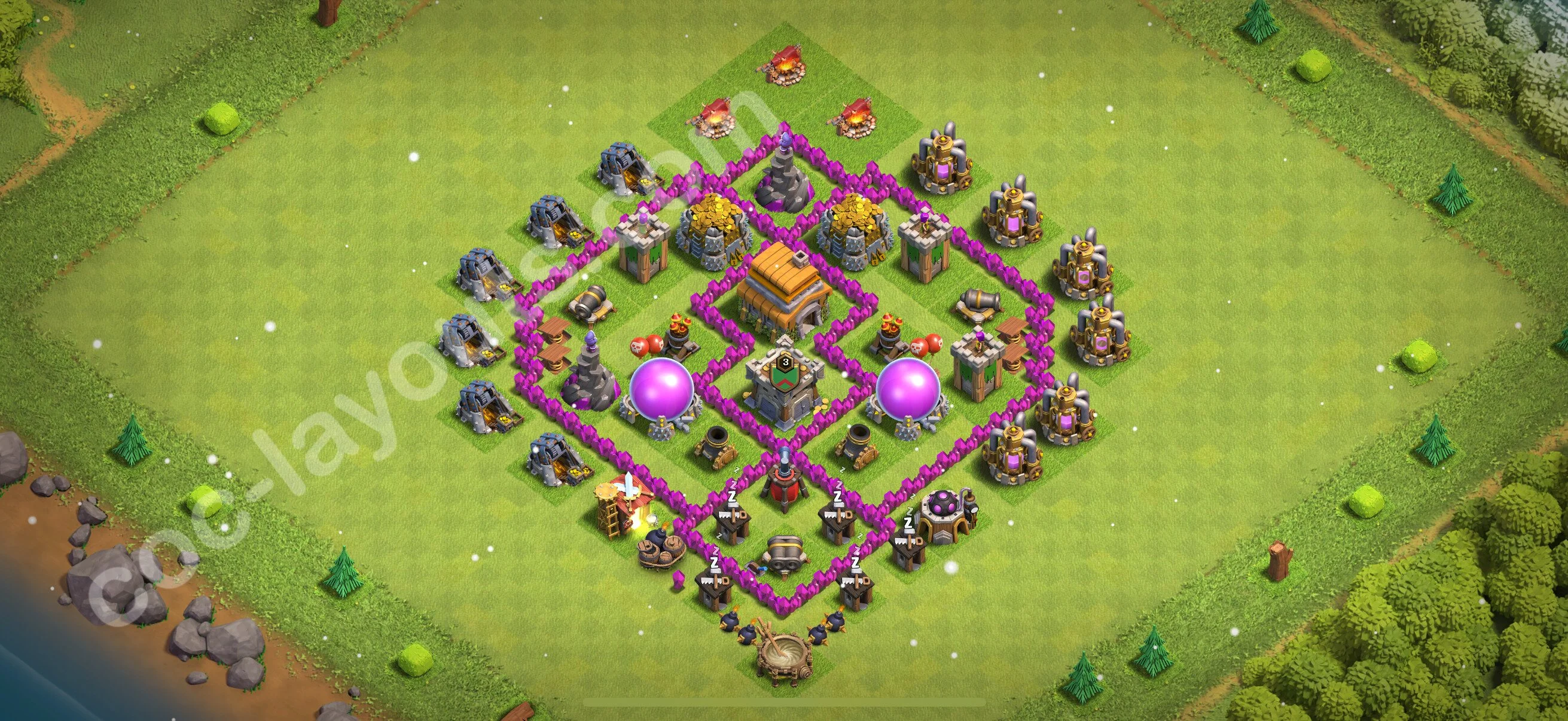 Farming Base TH6 with Link, Anti 2 Stars, Anti Everything - plan / layout / design - Clash of Clans 2026 - (#159) — Фарм TH6