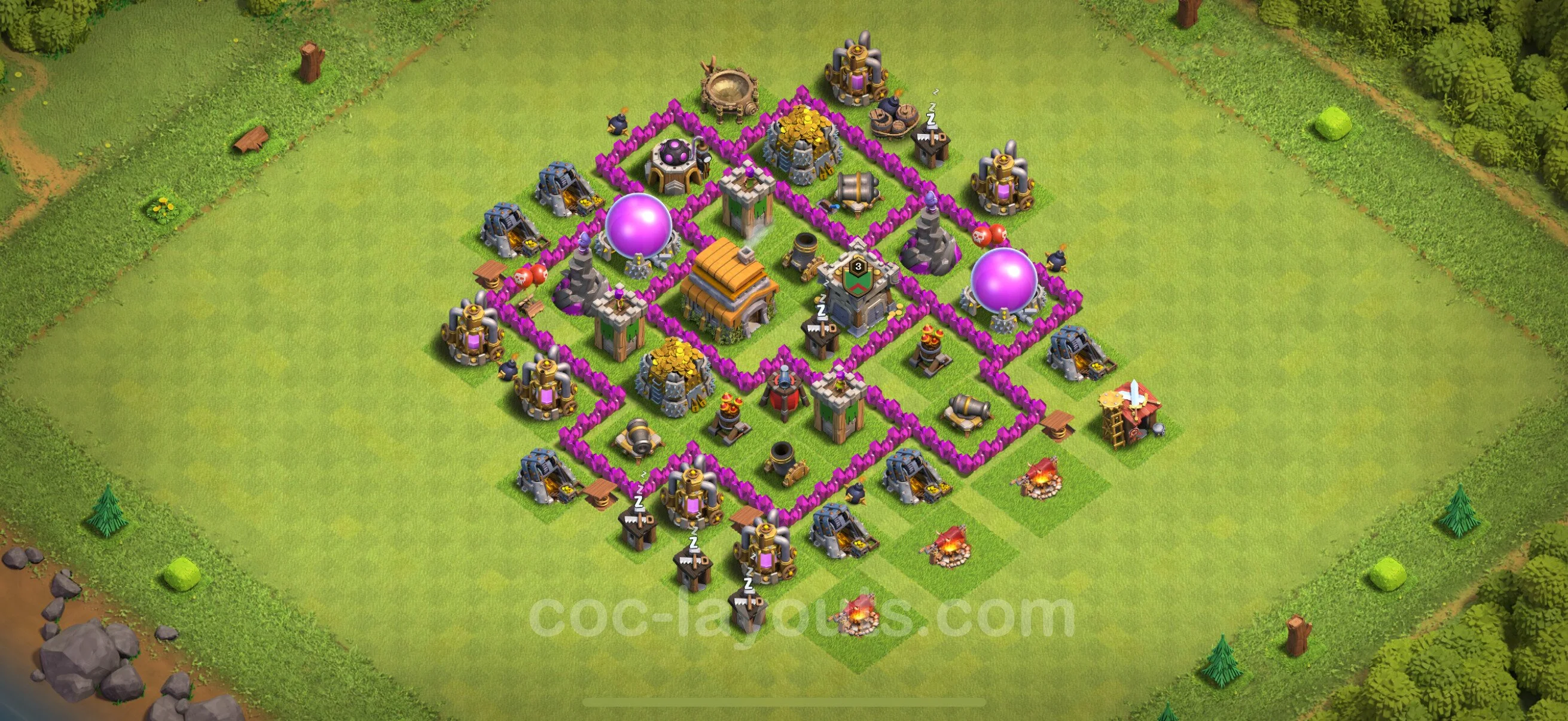 Farming Base TH6 Max Levels with Link, Anti Everything - plan / layout / design - Clash of Clans - (#160) — Farm TH6