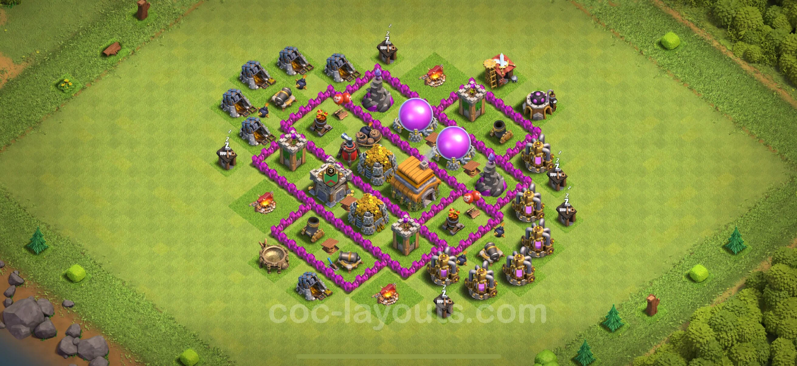 Farming Base TH6 with Link, Anti 2 Stars, Anti Everything - plan / layout / design - Clash of Clans - (#161) — Farm TH6