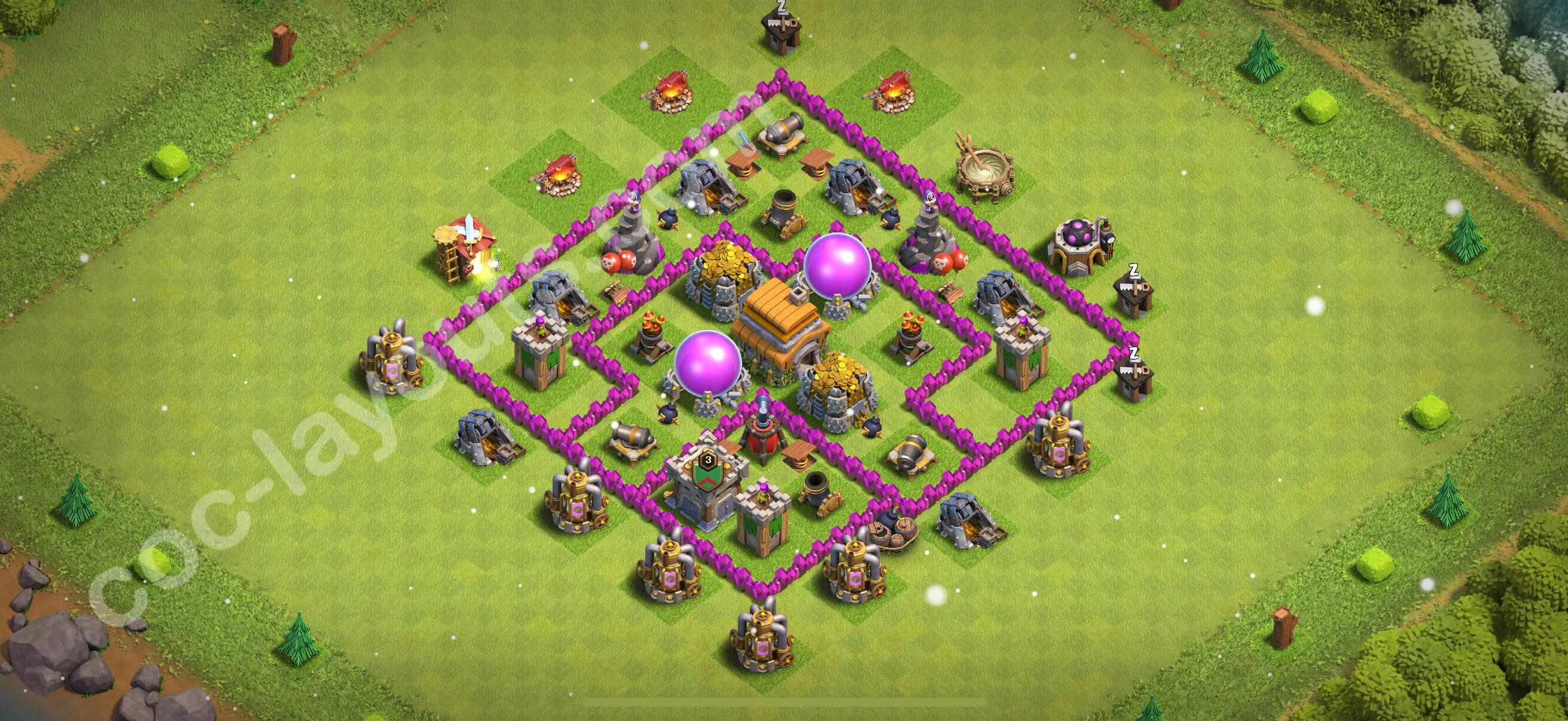 Farming Base TH6 with Link, Anti 2 Stars, Anti Everything - plan / layout / design - Clash of Clans 2026 - (#163) — Farm TH6