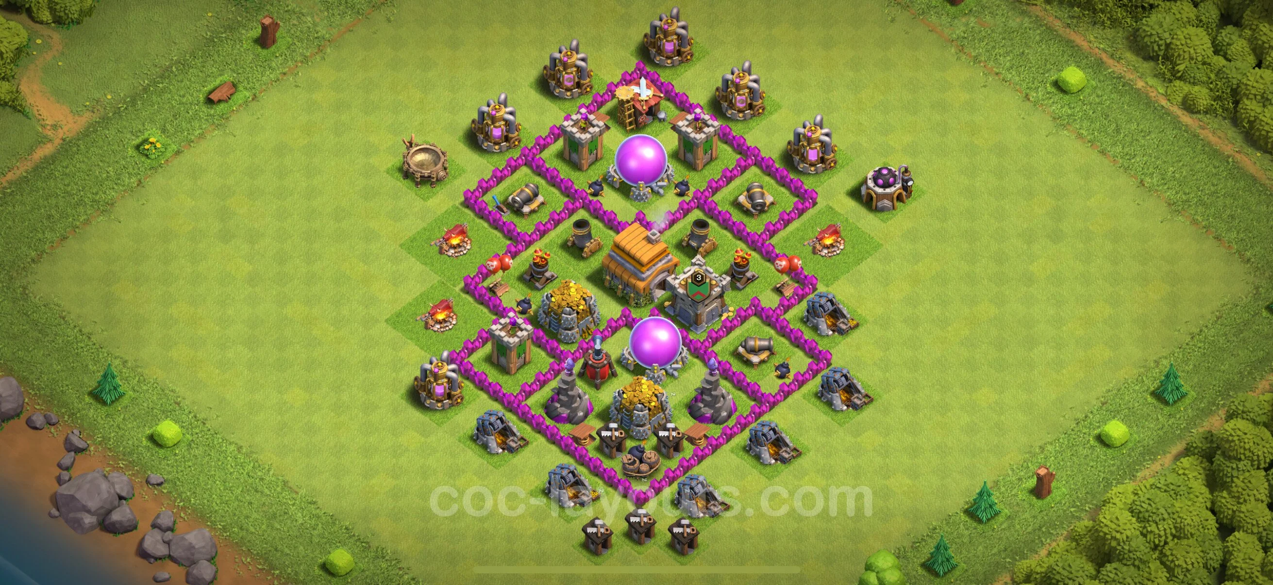 Farming Base TH6 Max Levels with Link, Anti Everything - plan / layout / design - Clash of Clans - (#164) — Фарм TH6