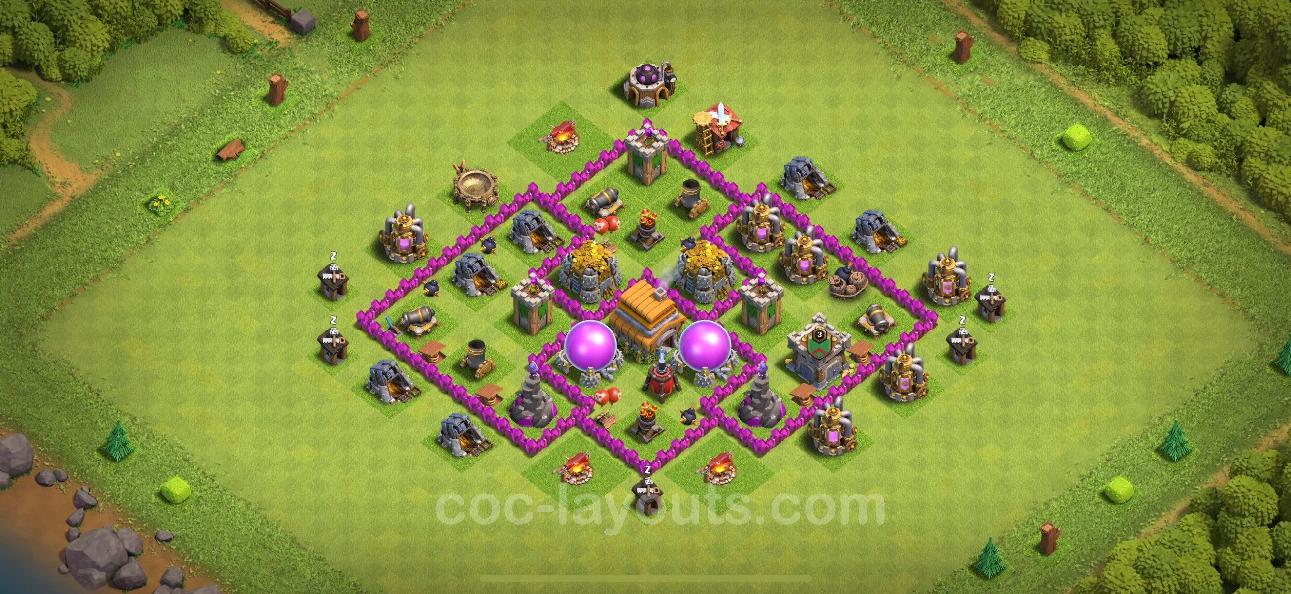 Farming Base TH6 Max Levels with Link, Anti Everything - plan / layout / design - Clash of Clans - (#166) — Farm TH6