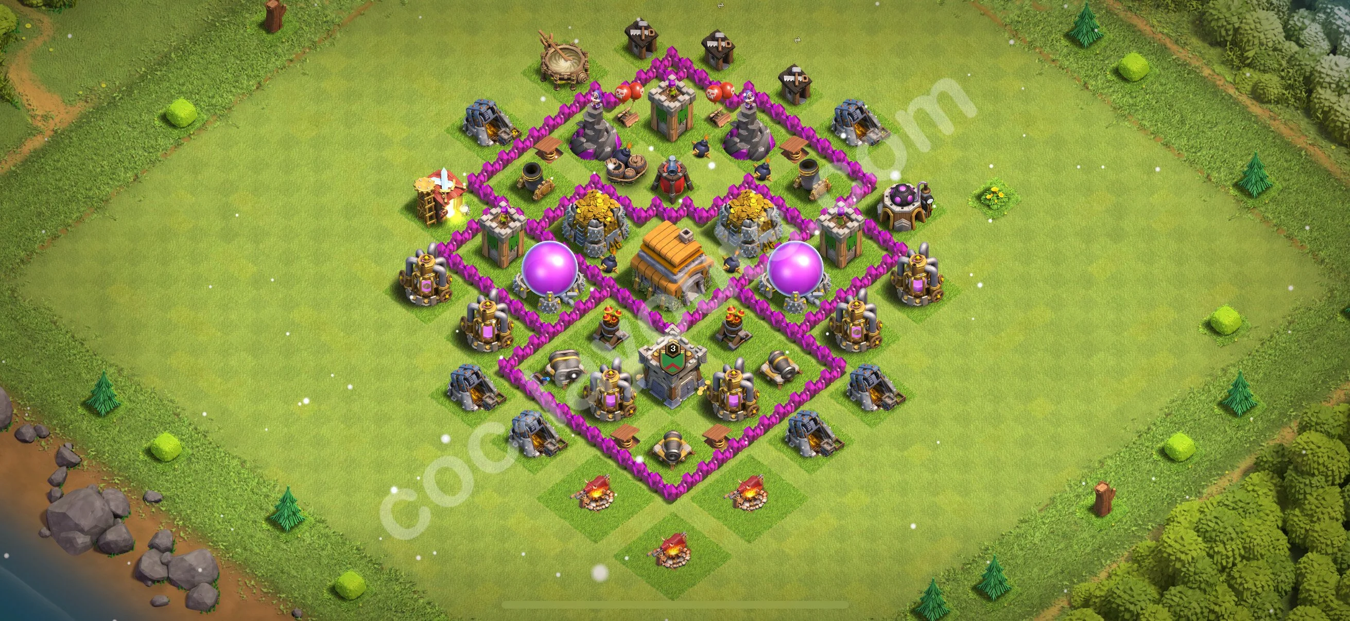 Farming Base TH6 with Link, Anti 3 Stars, Anti Everything - plan / layout / design - Clash of Clans 2026 - (#169) — Farm TH6