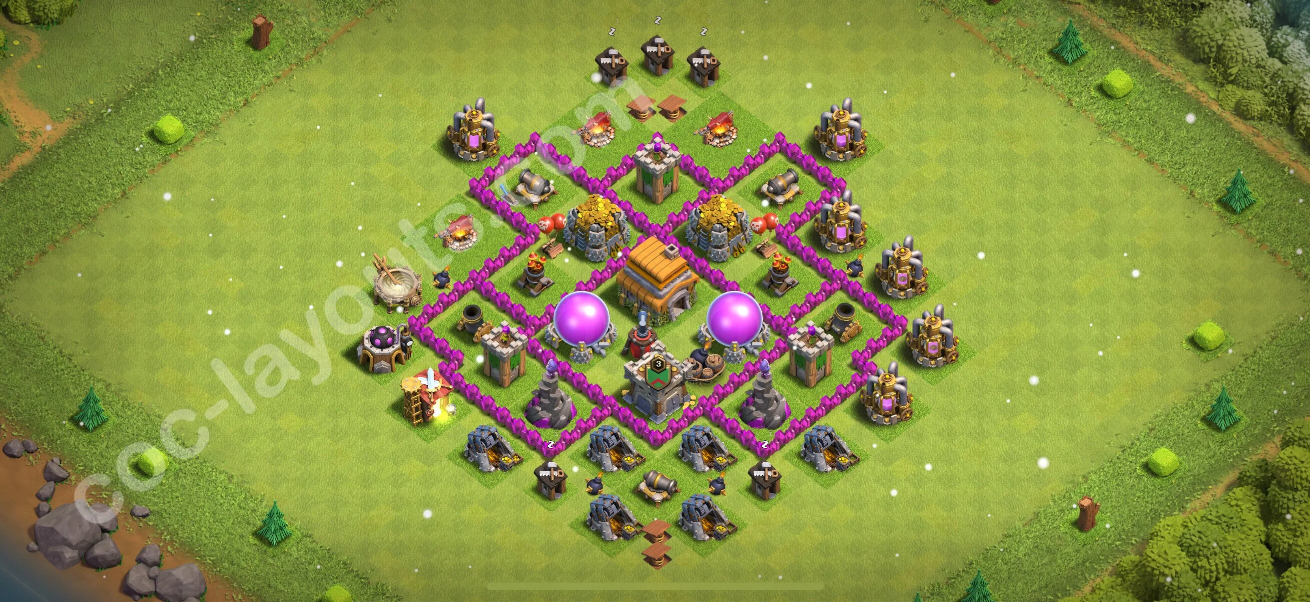 Farming Base TH6 with Link, Anti 3 Stars, Anti Everything - plan / layout / design - Clash of Clans 2026 - (#170) — Farm TH6