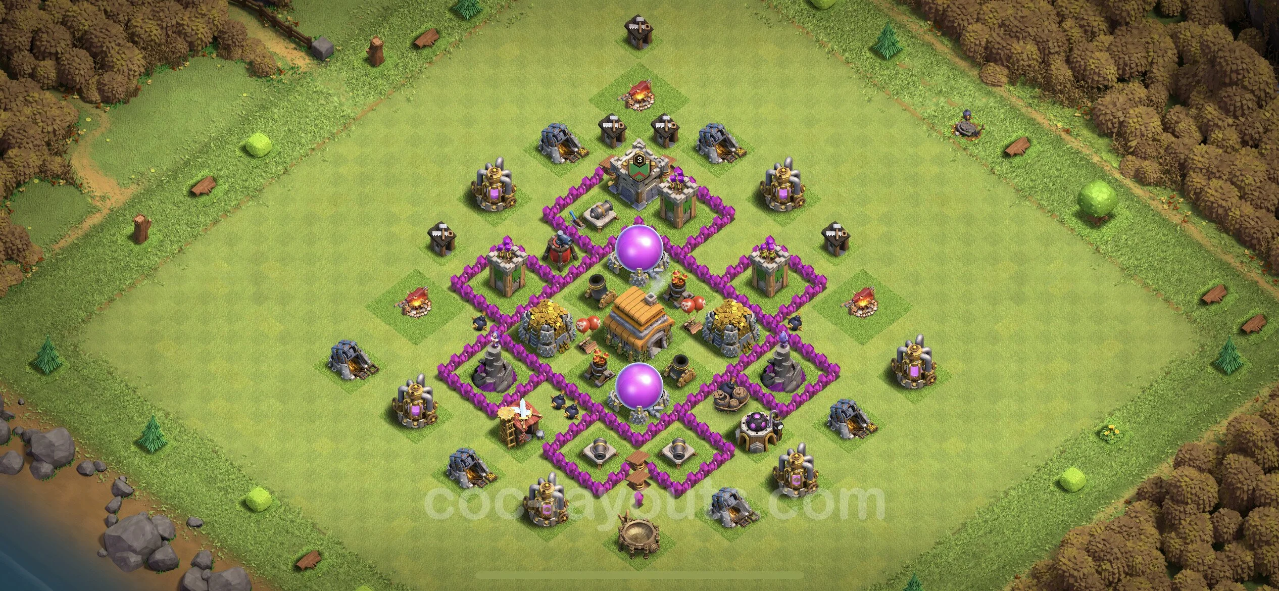 Farming Base TH6 with Link, Anti Everything, Hybrid - plan / layout / design - Clash of Clans - (#64) — Фарм TH6