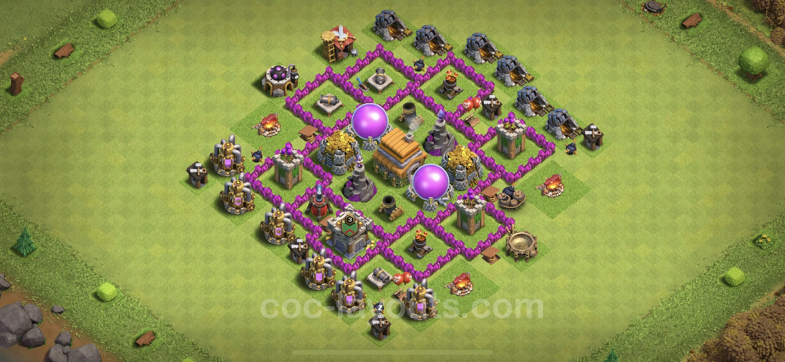 Farming Base TH6 with Link, Anti 3 Stars, Anti Everything - plan / layout / design - Clash of Clans - (#66) — Farming TH6