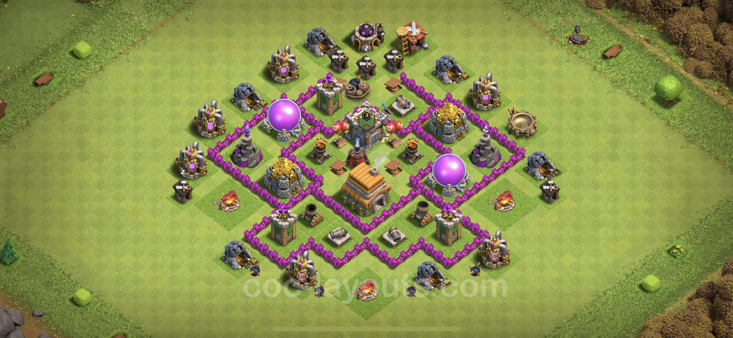 Farming Base TH6 with Link, Anti Air, Hybrid - plan / layout / design - Clash of Clans - (#68) — Фарм TH6