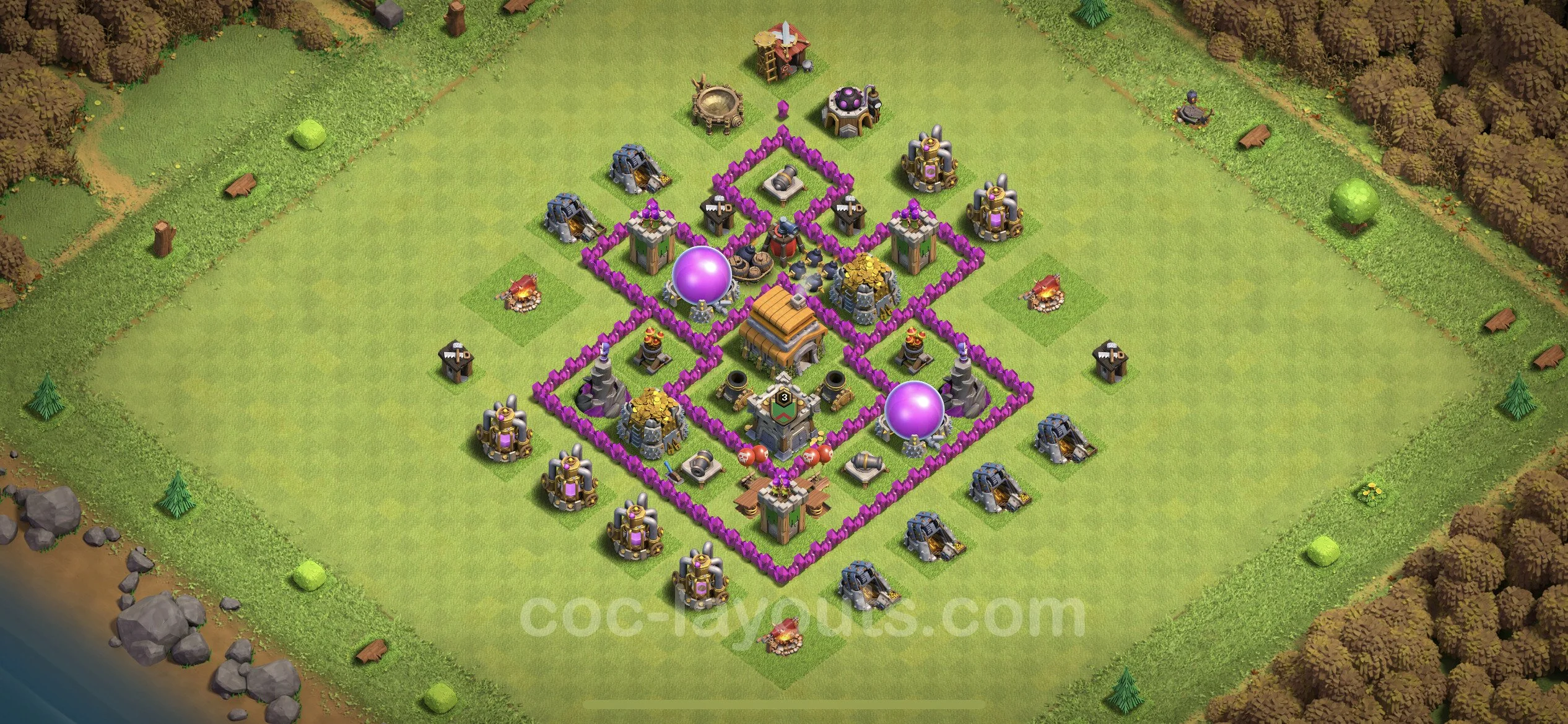 Farming Base TH6 with Link, Hybrid - plan / layout / design - Clash of Clans - (#69) — Farm TH6