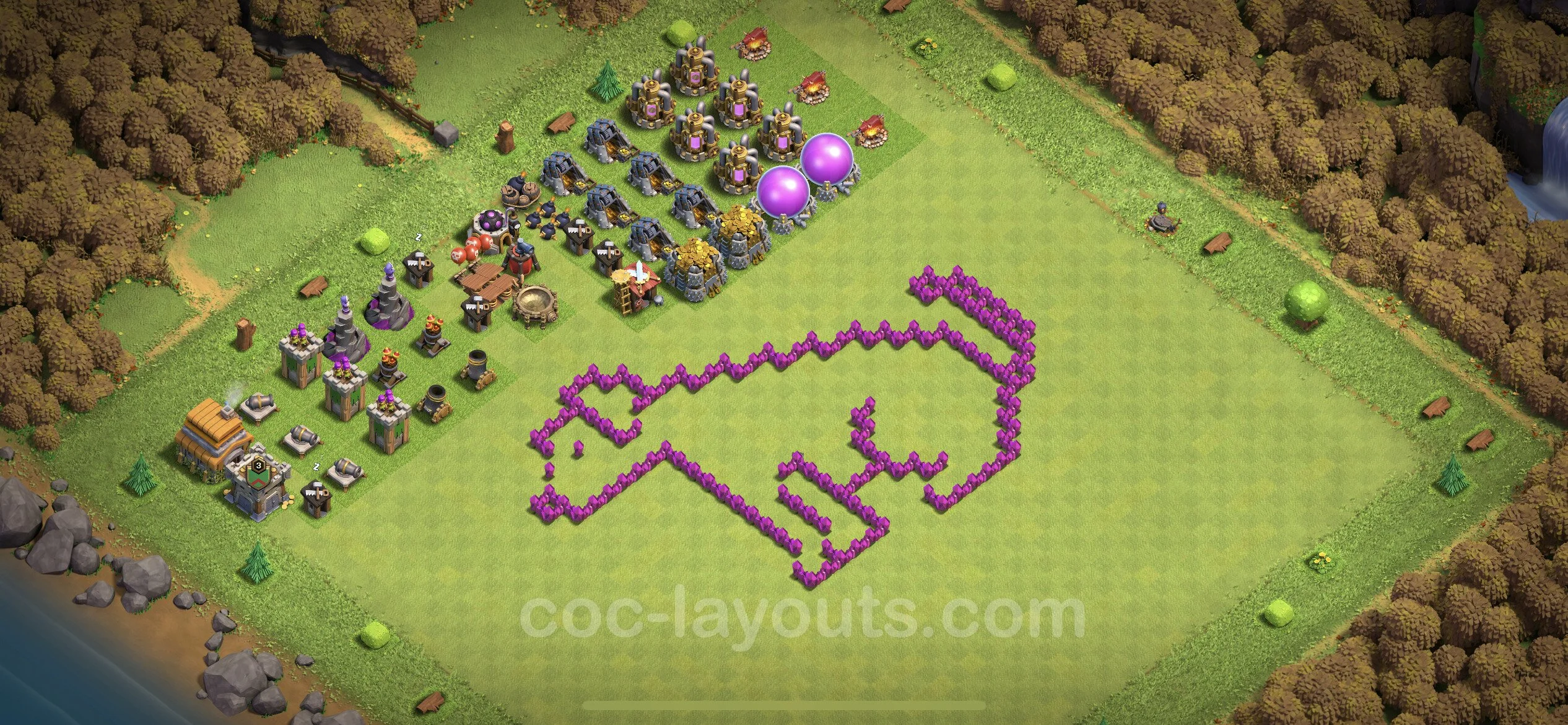 Top Troll Funny Base TH6 with Link - Funny Art Plan - Clash of Clans - (#1)