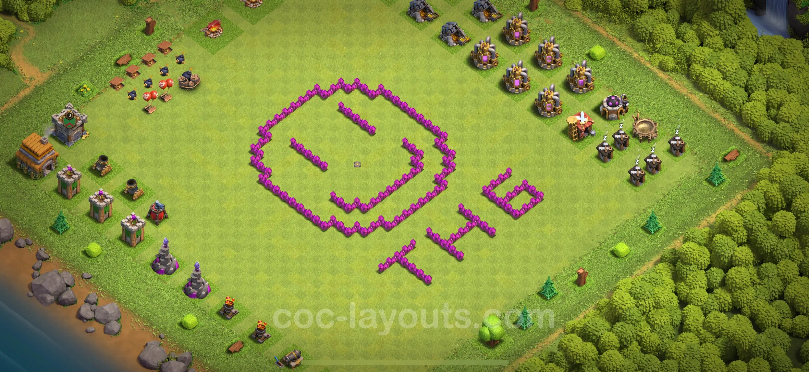 Top Troll Funny Base TH6 with Link - Funny Art Plan - Clash of Clans - (#13) — Fun TH6