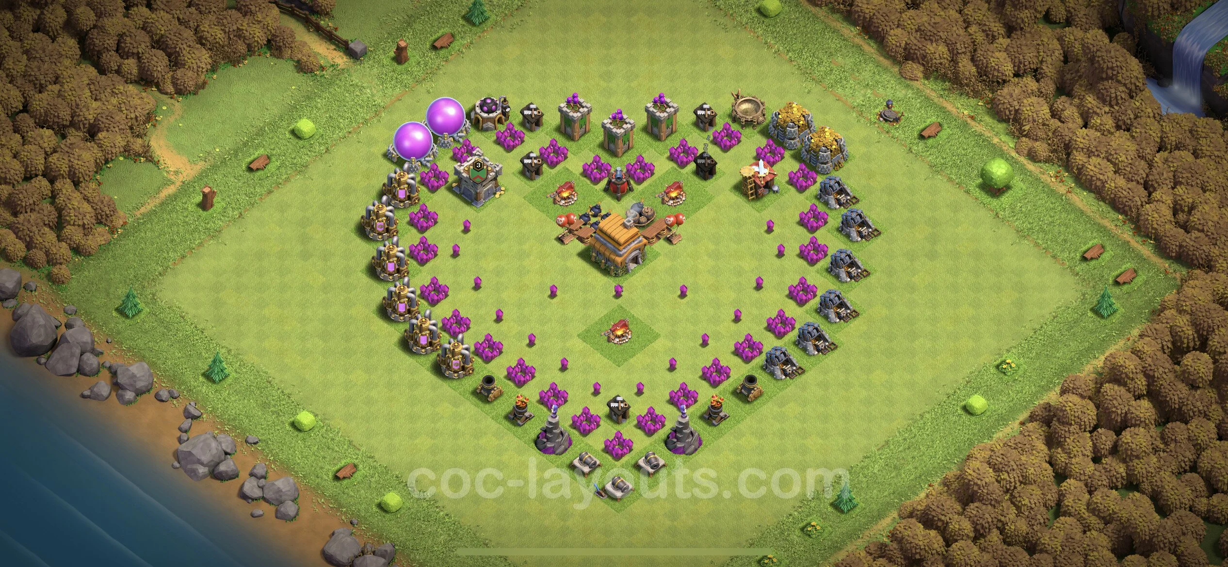 Top Troll Funny Base TH6 with Link - Funny Art Plan - Clash of Clans - (#2)