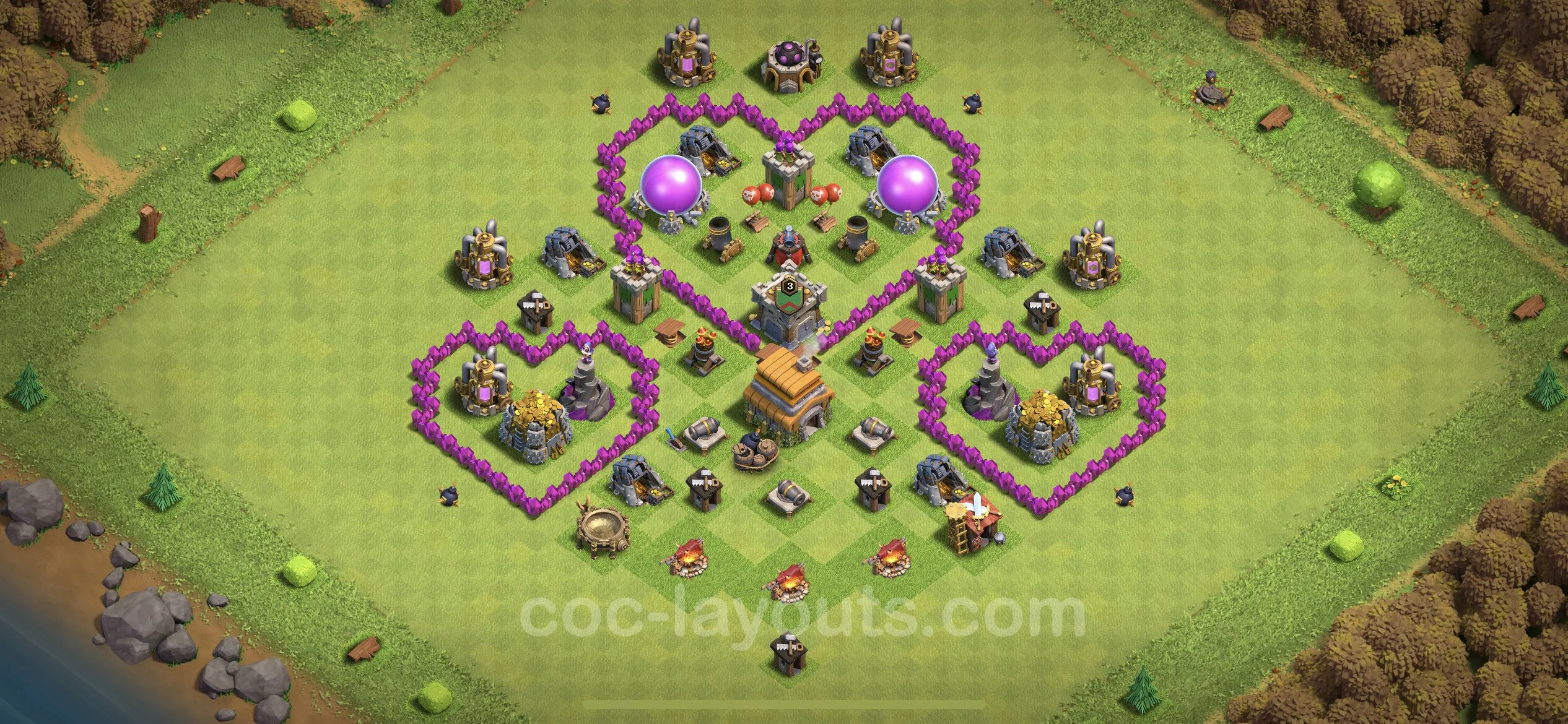 Top Troll Funny Base TH6 with Link - Funny Art Plan - Clash of Clans - (#4)