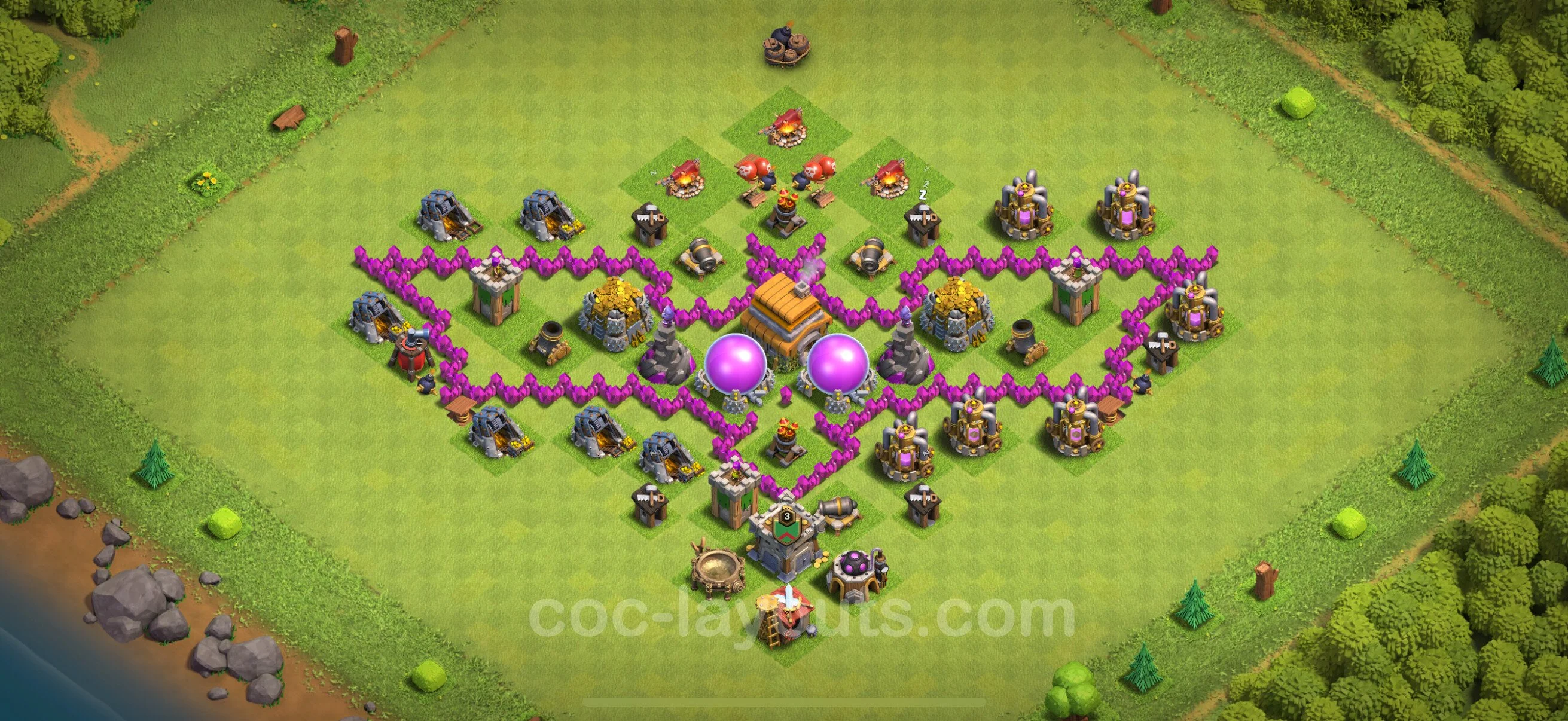 Top Troll Funny Base TH6 with Link - Funny Art Plan - Clash of Clans - (#6)