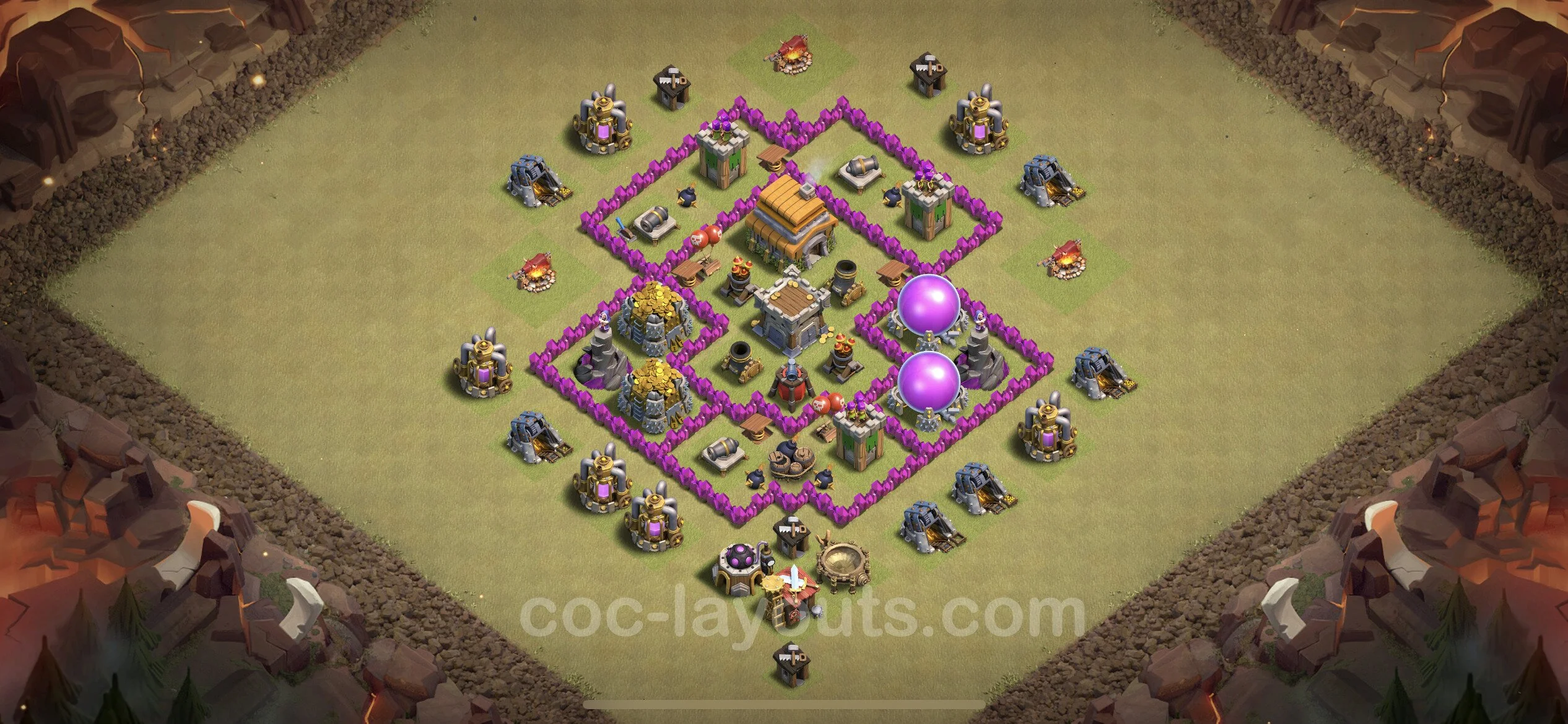 Top War Base TH6 with Link, Hybrid - Anti 3 Stars CWL Plan - Clash of Clans - (#12) — Guerra BH6