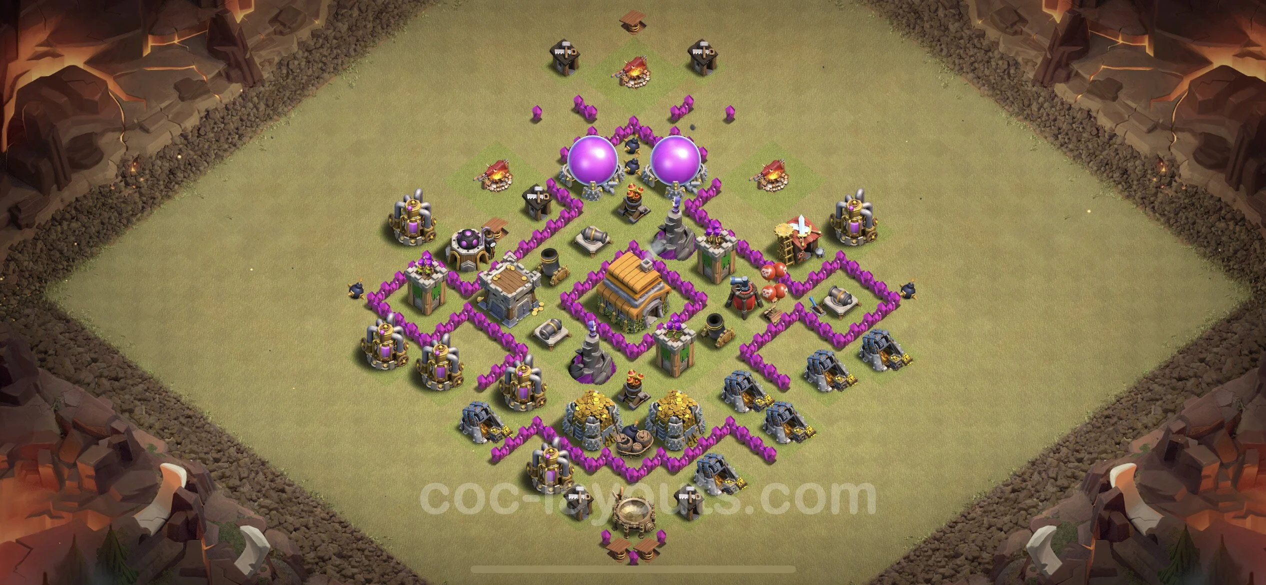 Top War Base TH6 with Link, Anti Air - Anti 2 Stars CWL Plan - Clash of Clans - (#14) — War BH6