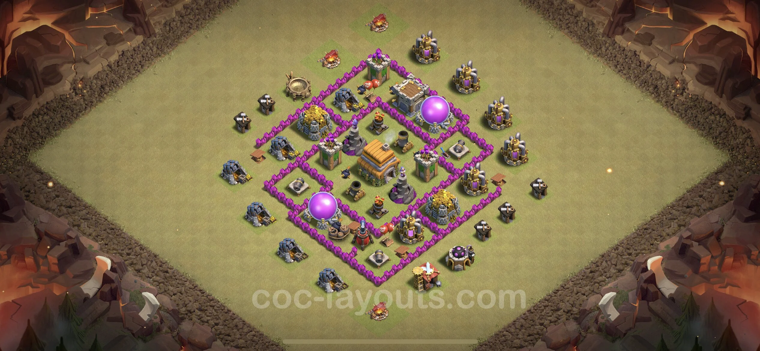 Top War Base TH6 with Link, Hybrid - Anti 3 Stars CWL Plan - Clash of Clans - (#16) — Guerra BH6