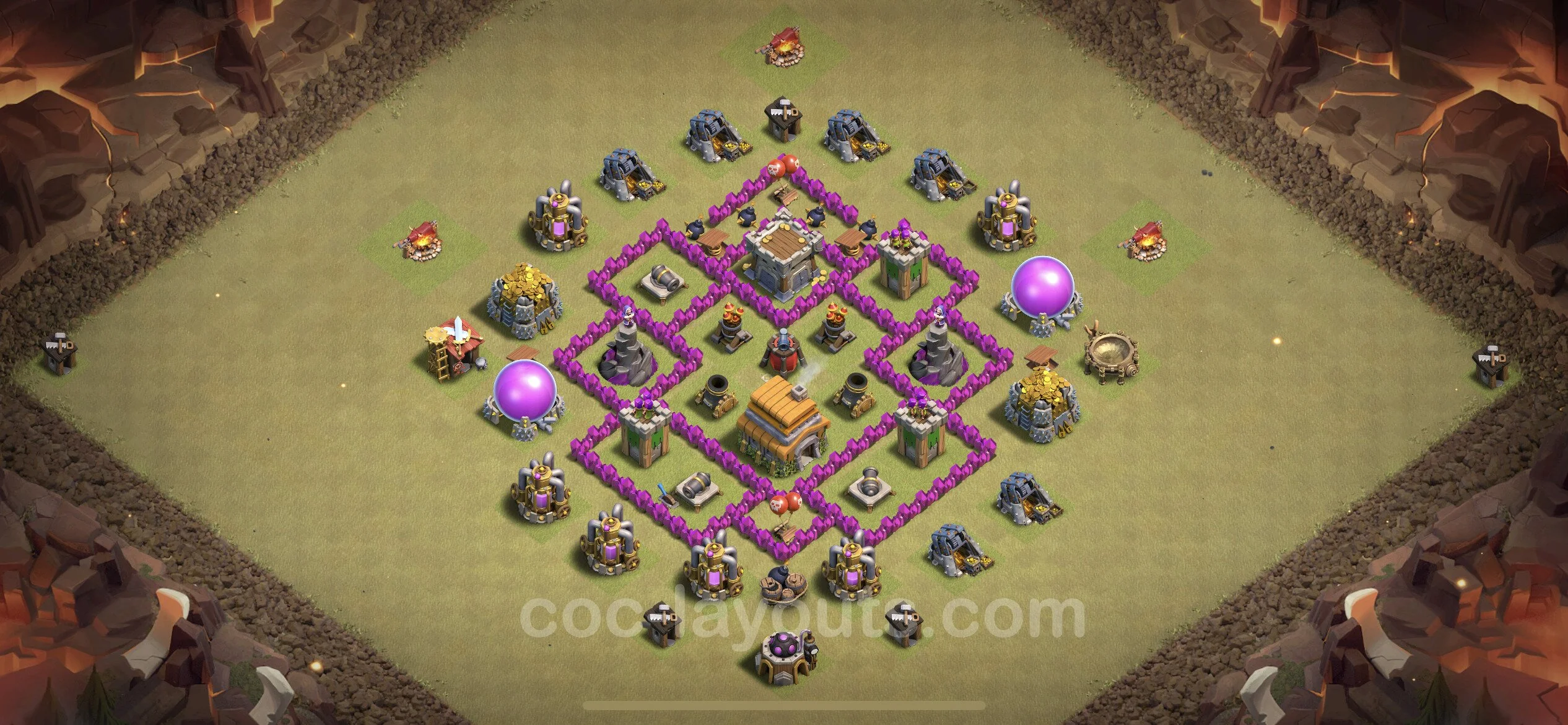 Top War Base TH6 with Link, Anti Air - Max Levels CWL Plan - Clash of Clans - (#2)