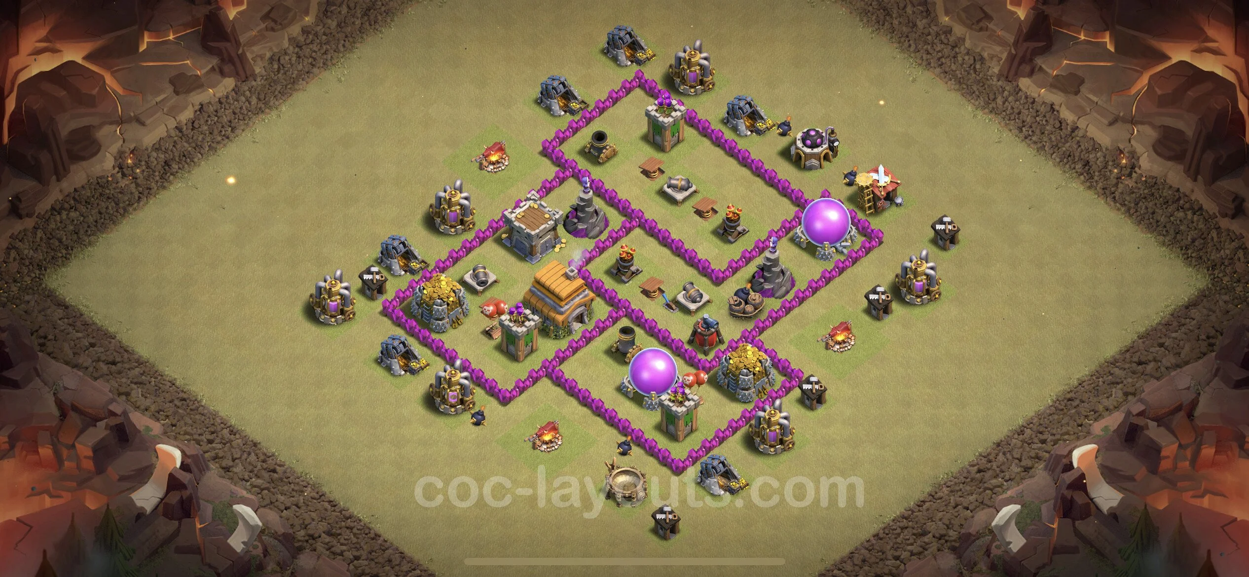 Top War Base TH6 with Link, Anti Everything, Hybrid - CWL Defence Plan - Clash of Clans - (#20) — Guerre BH6