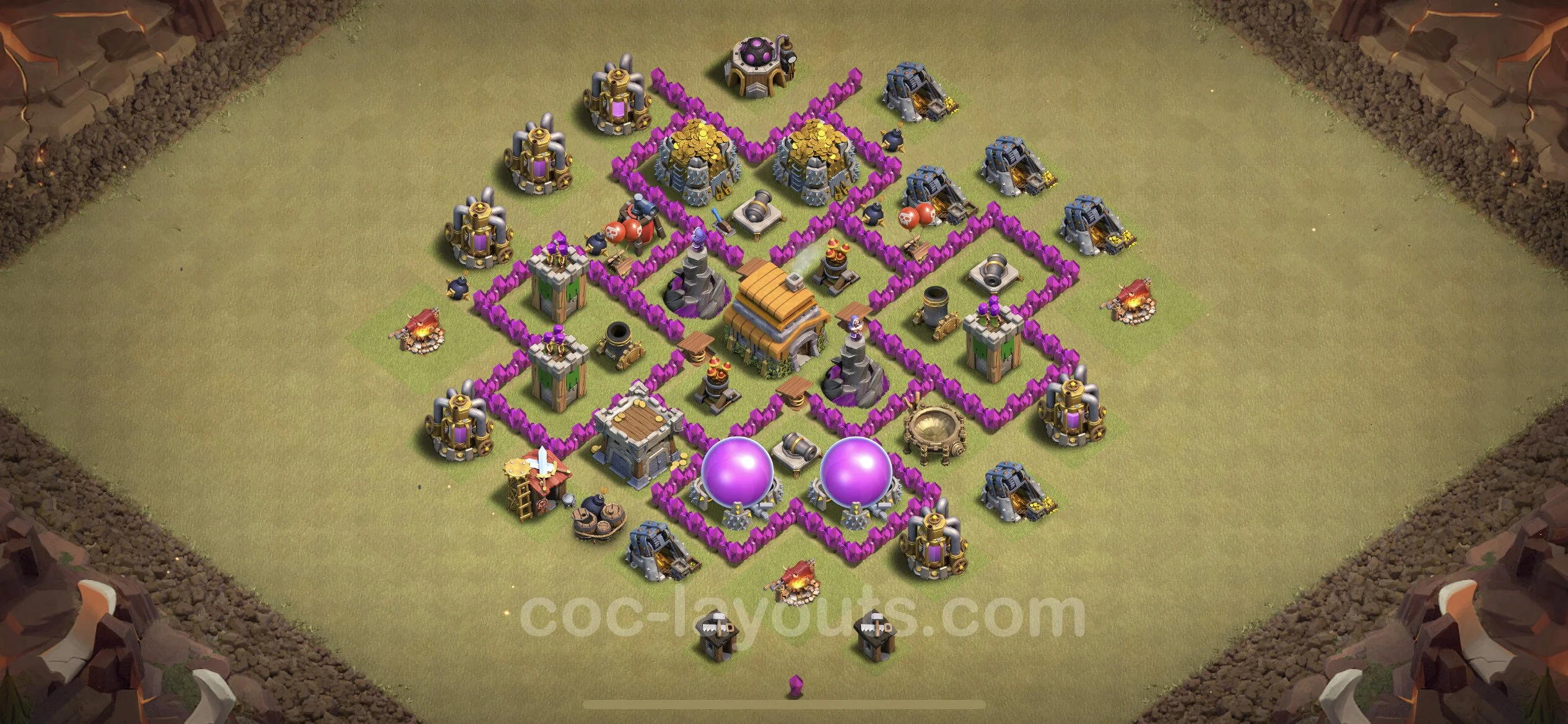 Top War Base TH6 with Link, Anti 3 Stars, Hybrid - CWL Defence Plan - Clash of Clans - (#21) — Krieg BH6