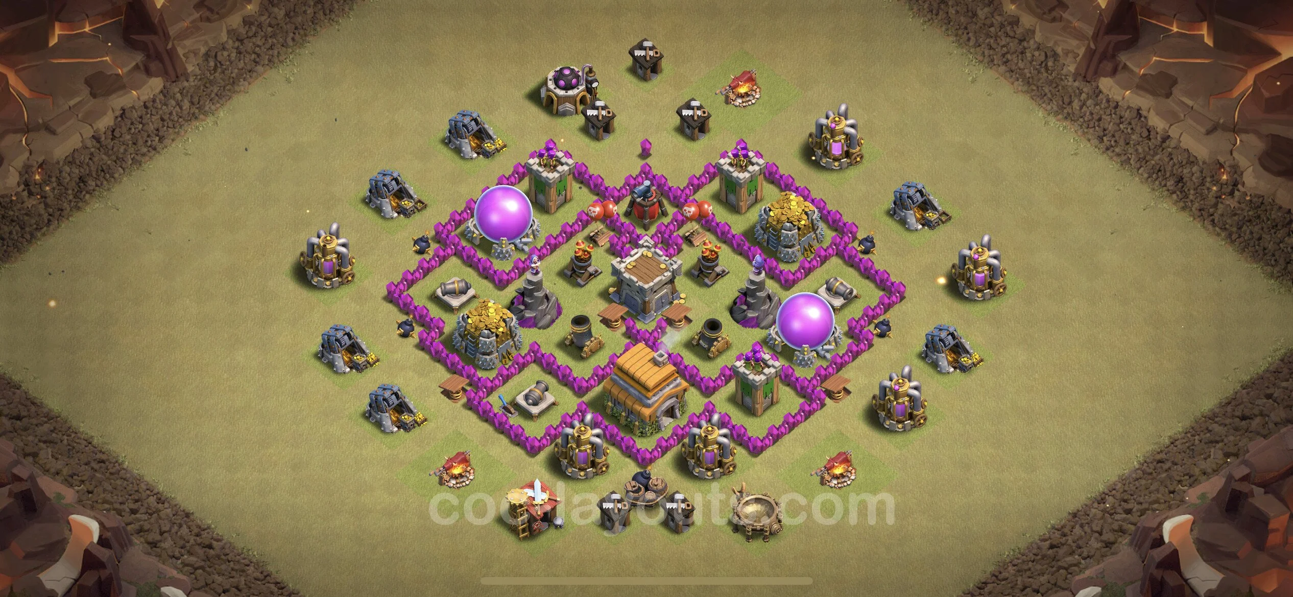 Top War Base TH6 with Link, Anti Air, Hybrid - Max Levels CWL Plan - Clash of Clans - (#22) — War BH6