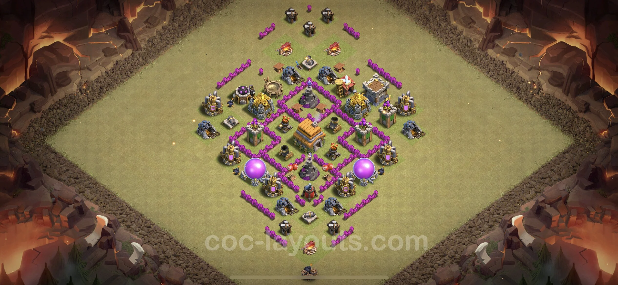 Top War Base TH6 with Link, Anti Everything - Max Levels CWL Plan - Clash of Clans - (#34) — War BH6
