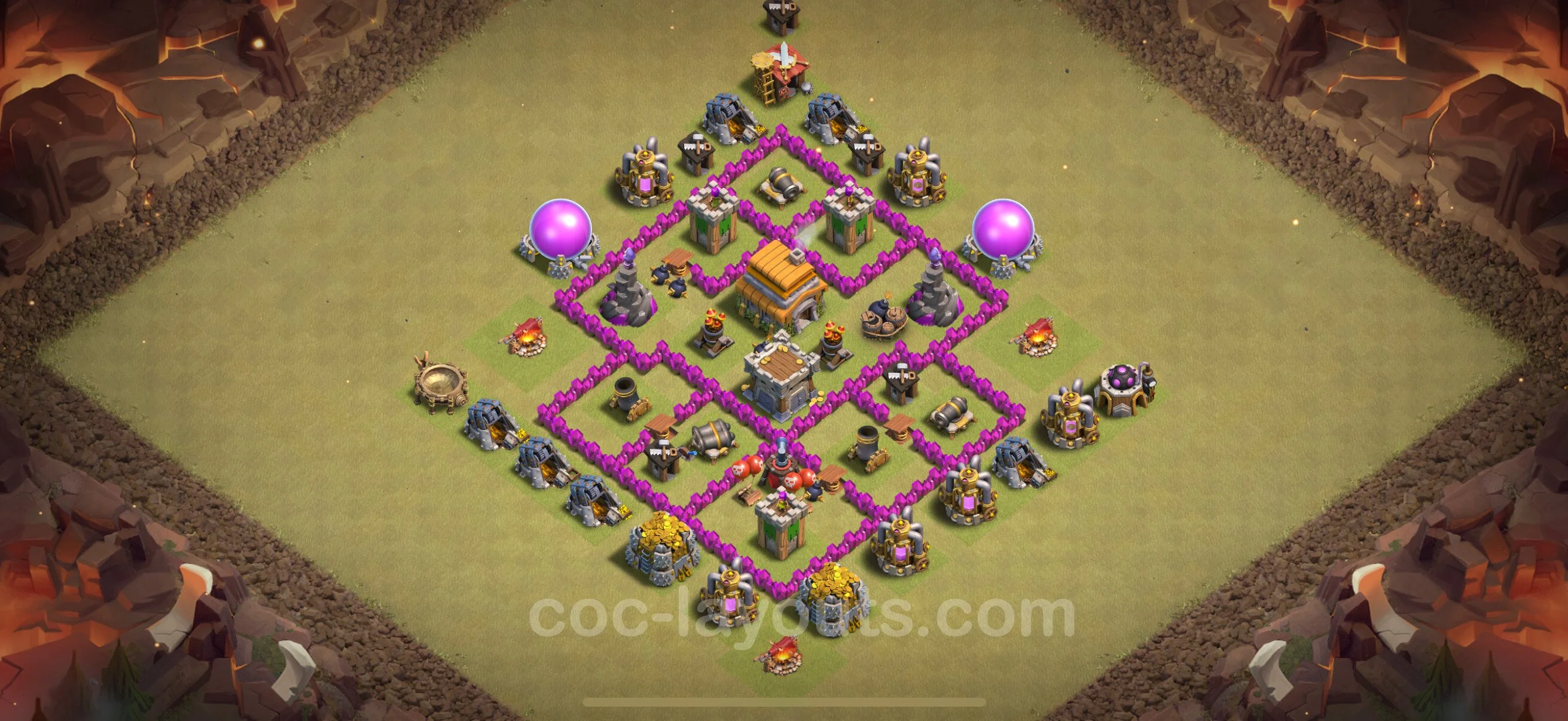 Top War Base TH6 with Link, Anti Air - Anti 2 Stars CWL Plan - Clash of Clans - (#35) — Guerre BH6