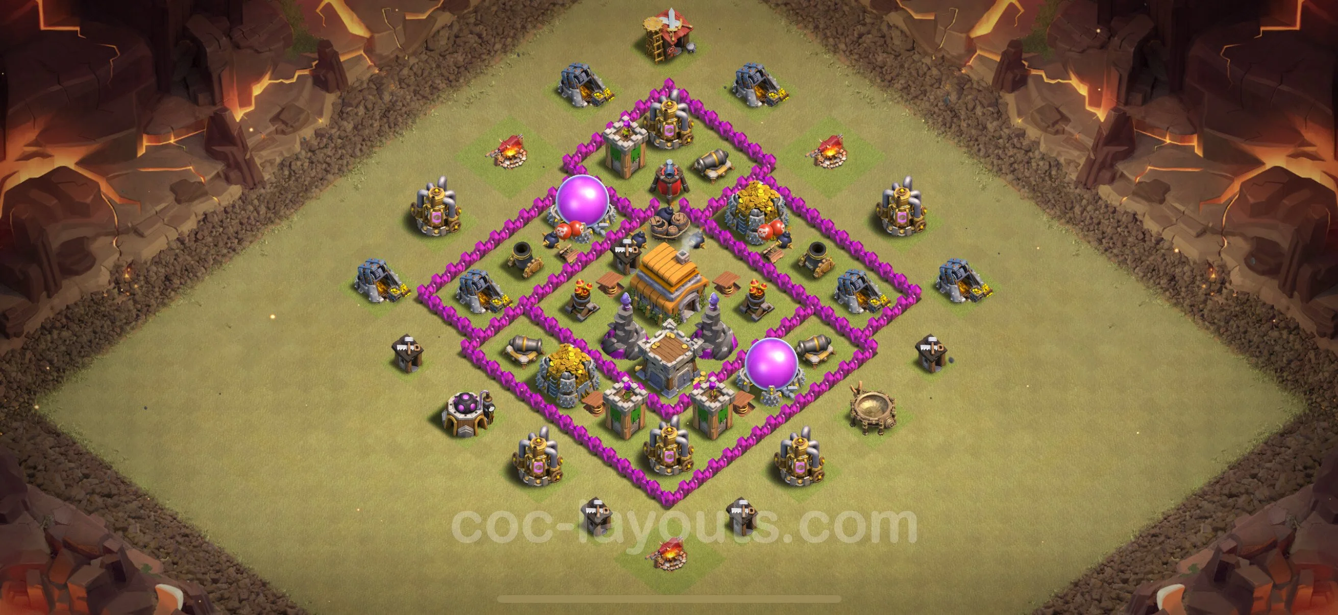 Top War Base TH6 with Link, Hybrid - Anti 2 Stars CWL Plan - Clash of Clans - (#38) — War BH6