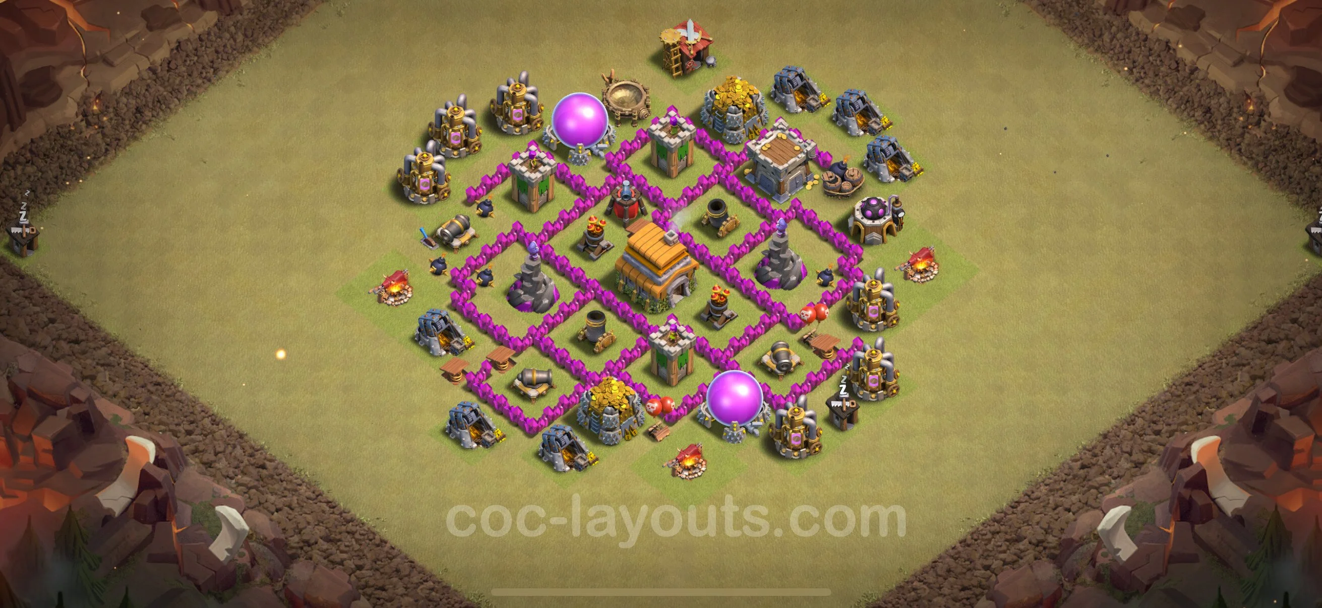 Top War Base TH6 with Link - Anti 3 Stars CWL Plan - Clash of Clans - (#42) — Perang BH6