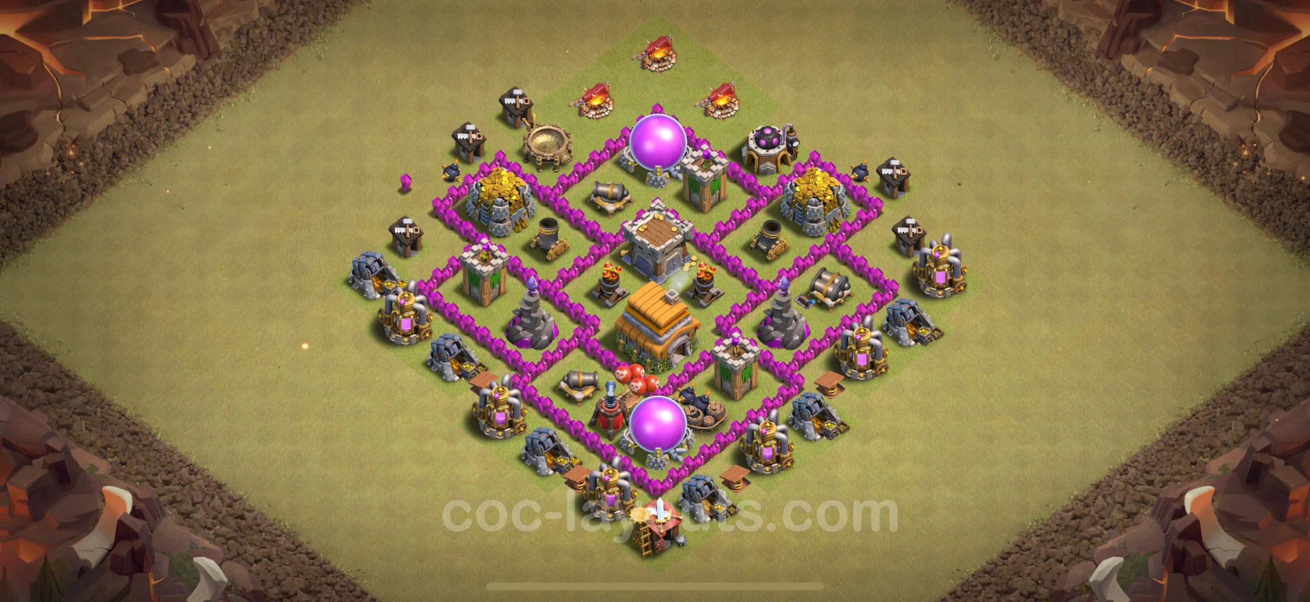 Top War Base TH6 with Link, Hybrid - Anti 3 Stars CWL Plan - Clash of Clans - (#47) — War BH6