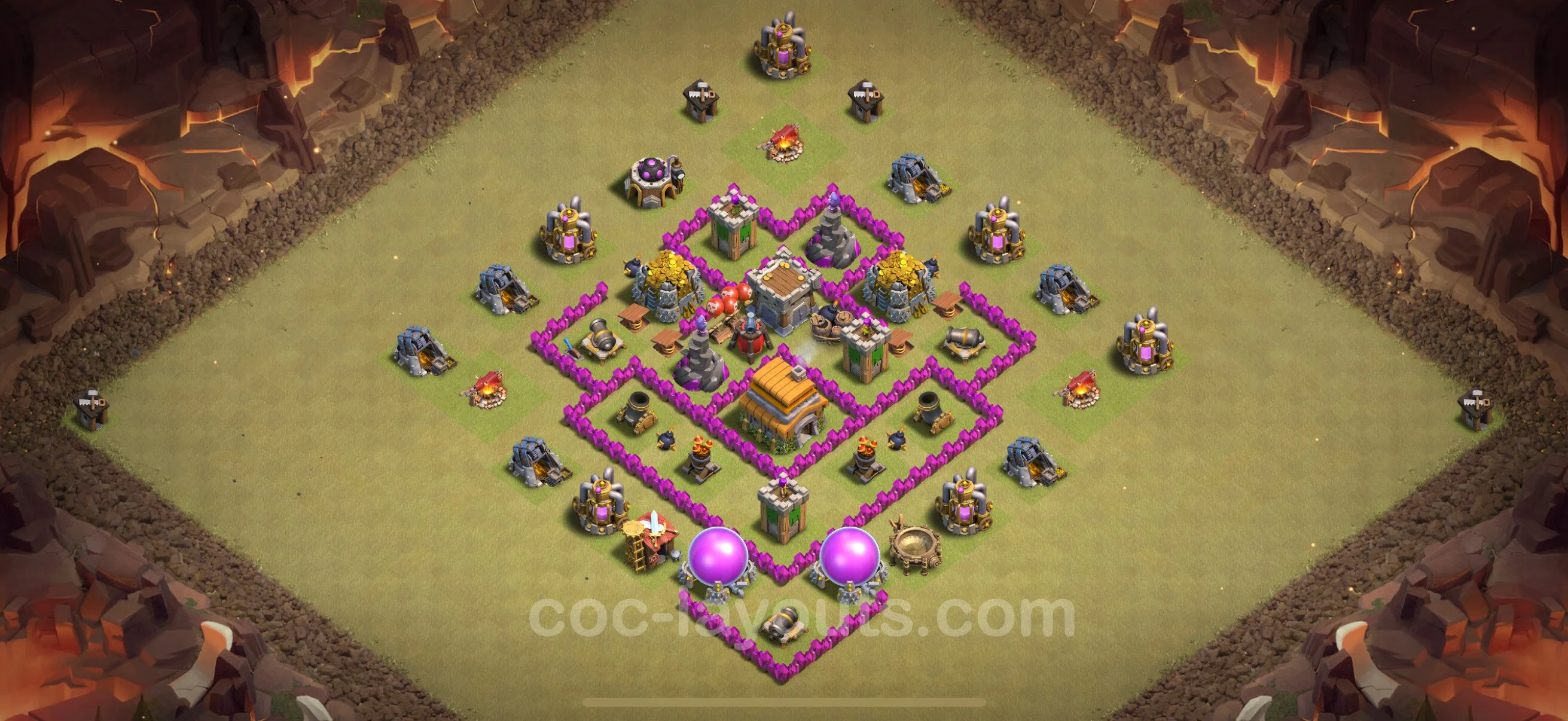 Top War Base TH6 with Link, Anti Everything - Anti 3 Stars CWL Plan - Clash of Clans - (#48) — War BH6