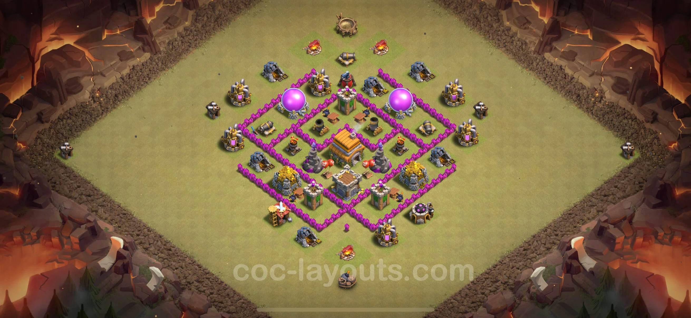 Top War Base TH6 with Link - Anti 3 Stars CWL Plan - Clash of Clans - (#49) — War BH6