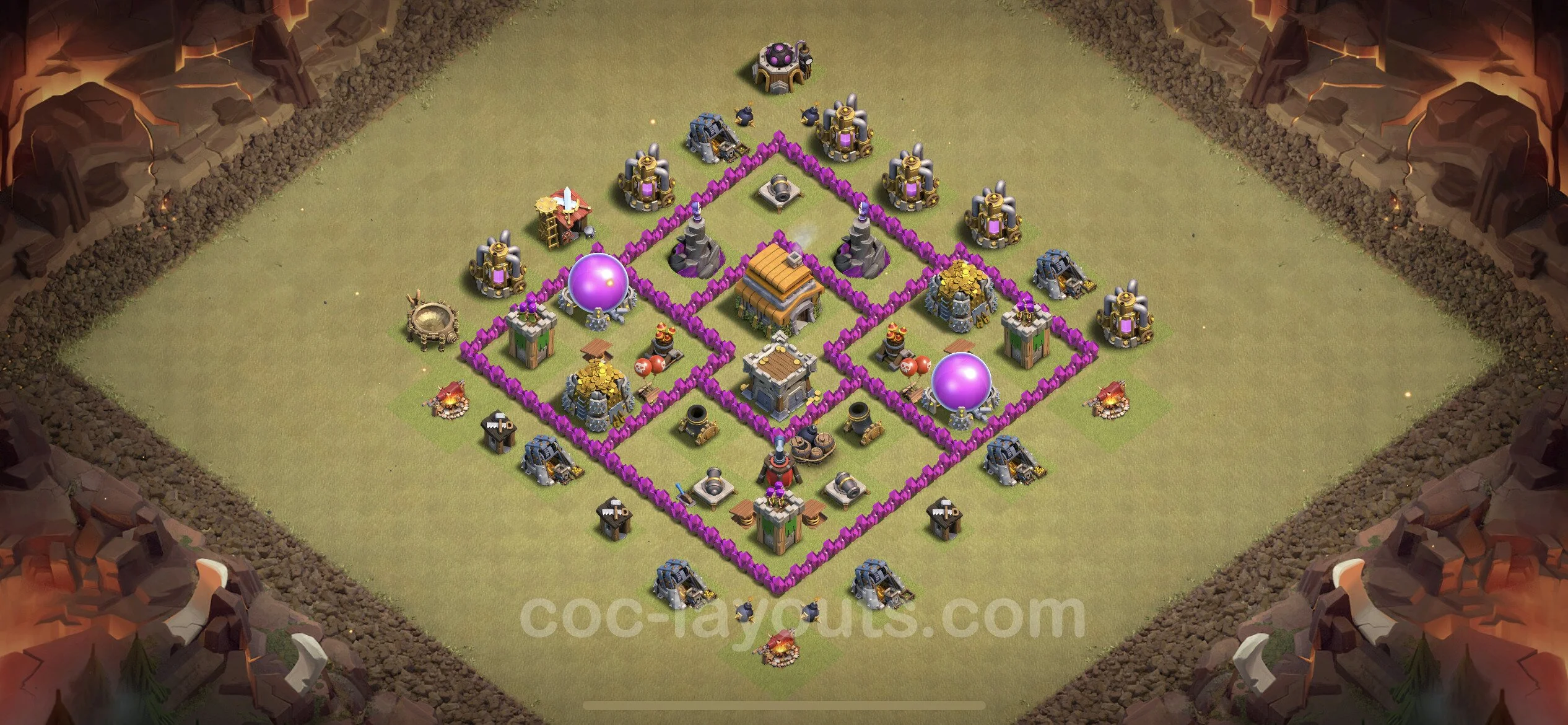 Top War Base TH6 with Link, Anti Air, Hybrid - CWL Defence Plan - Clash of Clans - (#6)