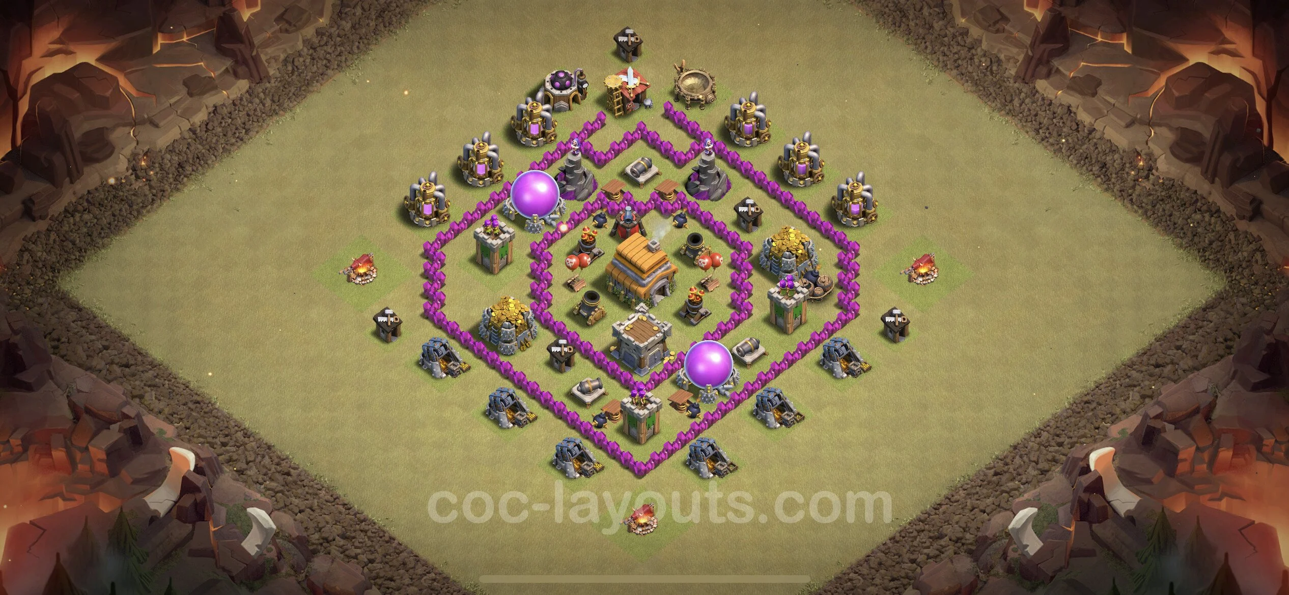 Top War Base TH6 with Link, Hybrid - Anti 2 Stars CWL Plan - Clash of Clans - (#7)