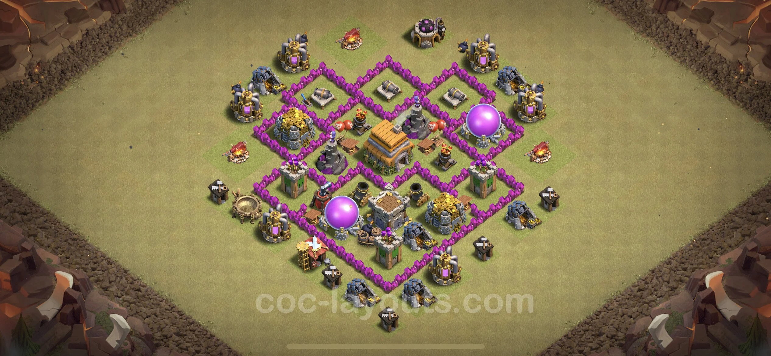 Top War Base TH6 with Link, Anti Everything, Hybrid - Max Levels CWL Plan - Clash of Clans - (#8) — Guerre BH6