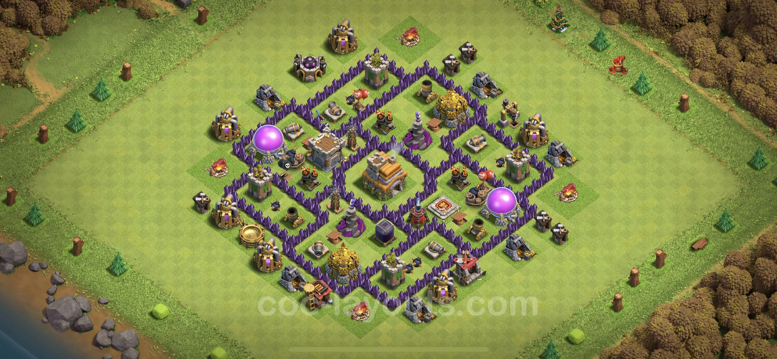 Top Base TH7 with Link, Hybrid - Anti Everything Defence Plan - Clash of Clans - (#185) — Defense TH7