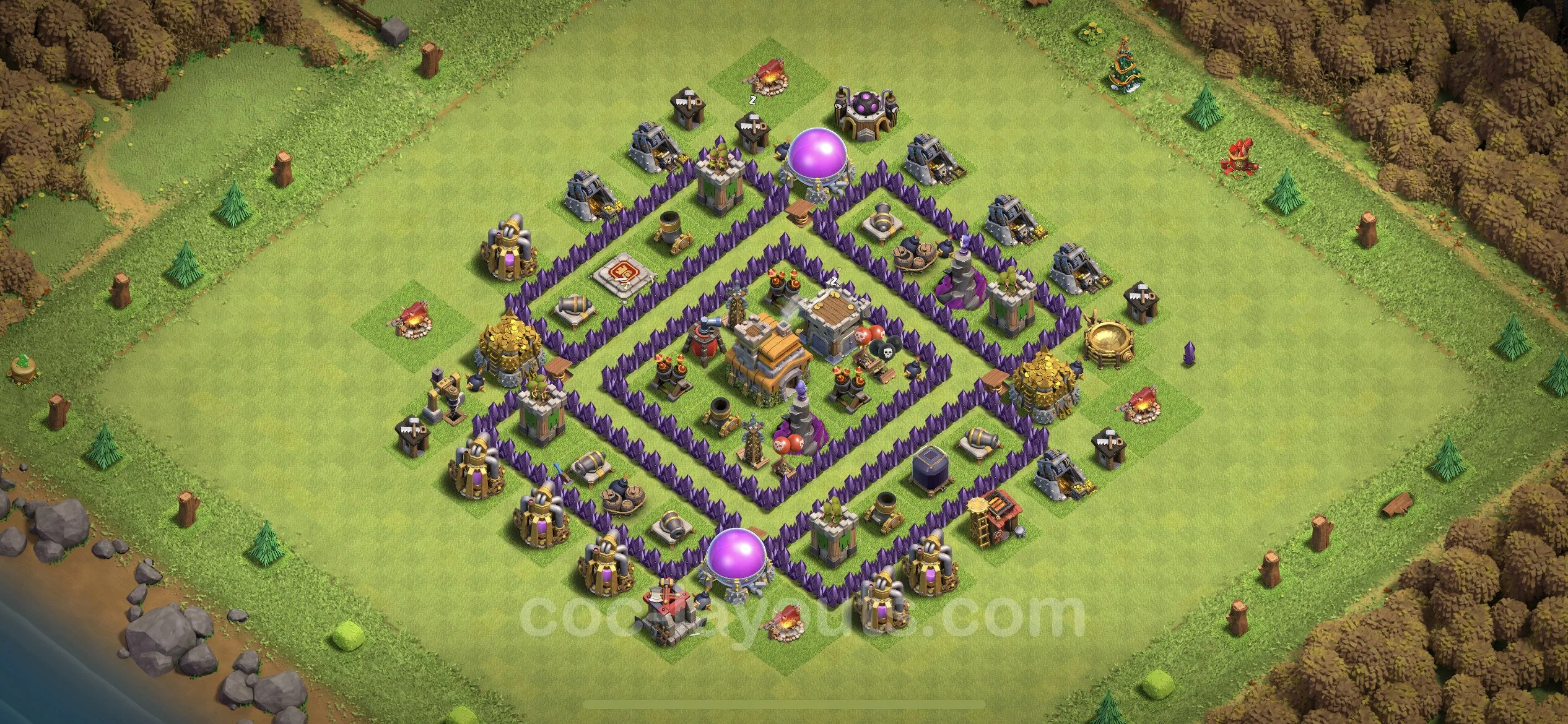 Base TH7 with Link, Anti 2 Stars Max Levels - defence plan / layout / design - Clash of Clans - (#187) — Savunma TH7