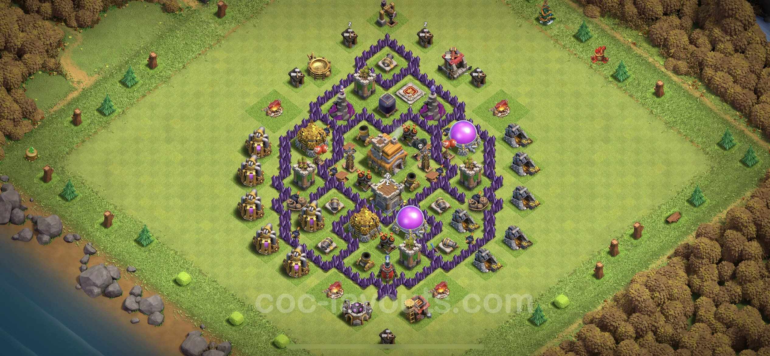 Defense (Trophy) Base TH7 with Link, Anti Everything, Hybrid - plan / layout / design - Clash of Clans - (#189) — Захист TH7