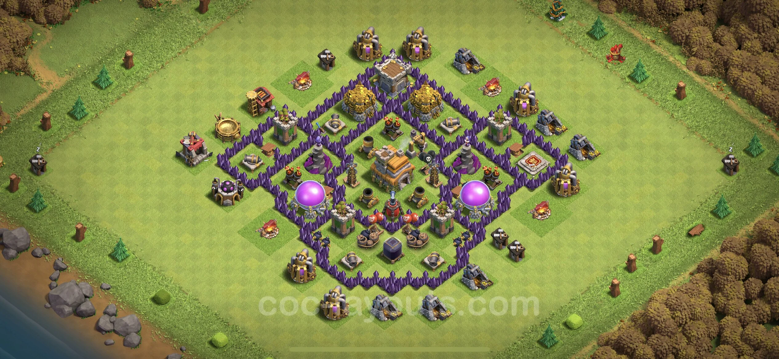 Base TH7 with Link, Anti 3 Stars - Anti Dragon Defence Plan / Anti Air - Clash of Clans - (#190) — Défense TH7