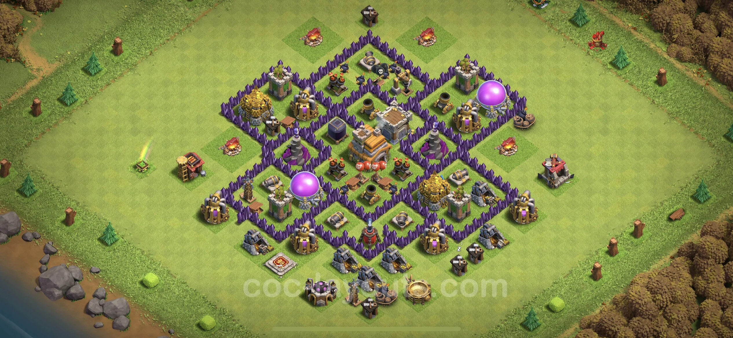 Base TH7 with Link, Anti Everything, Hybrid Max Levels - defence plan / layout / design - Clash of Clans - (#191) — Захист TH7
