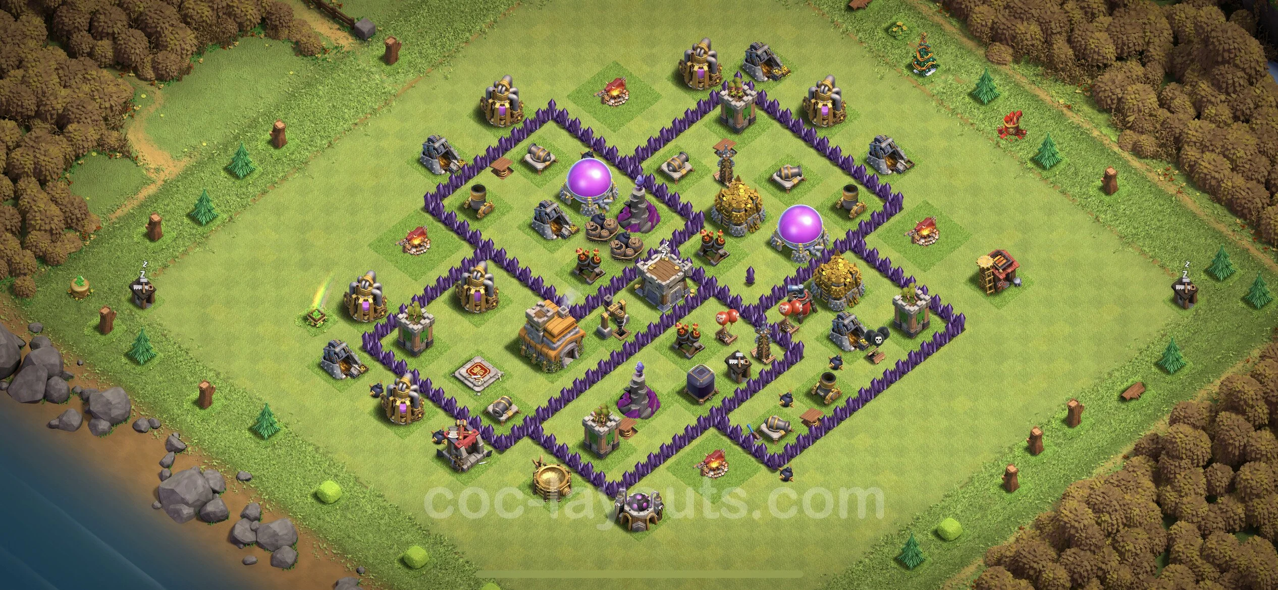 Base TH7 with Link, Hybrid - Anti Dragon Defence Plan / Anti Air - Clash of Clans - (#192) — Obrona TH7