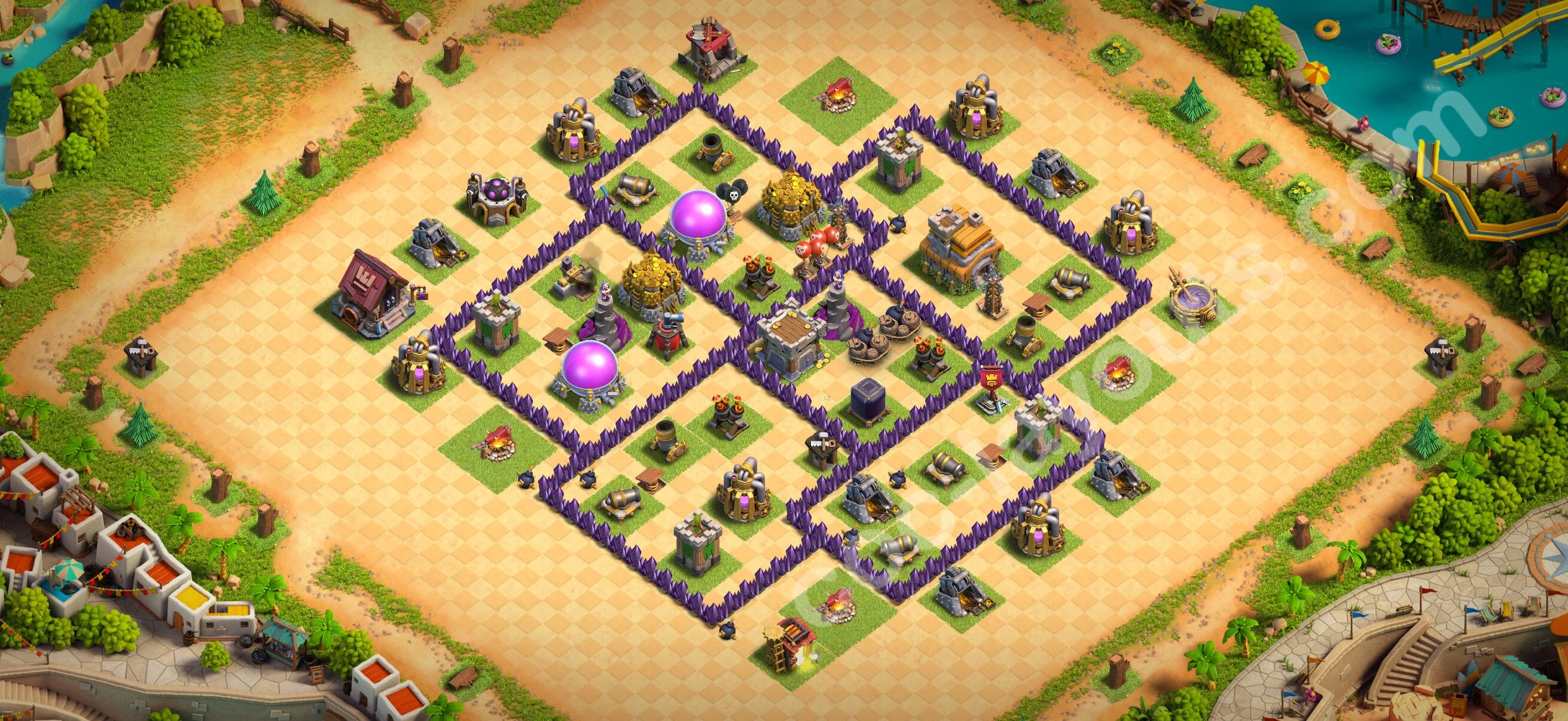 Top Base TH7 with Link, Hybrid - Anti Everything Defence Plan - Clash of Clans 2026 - (#193) — Pertahanan TH7