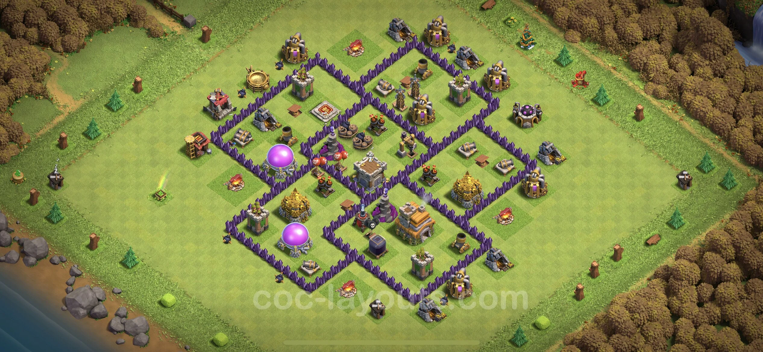 Base TH7 with Link, Hybrid - Anti Dragon Defence Plan / Anti Air - Clash of Clans - (#194) — Obrona TH7